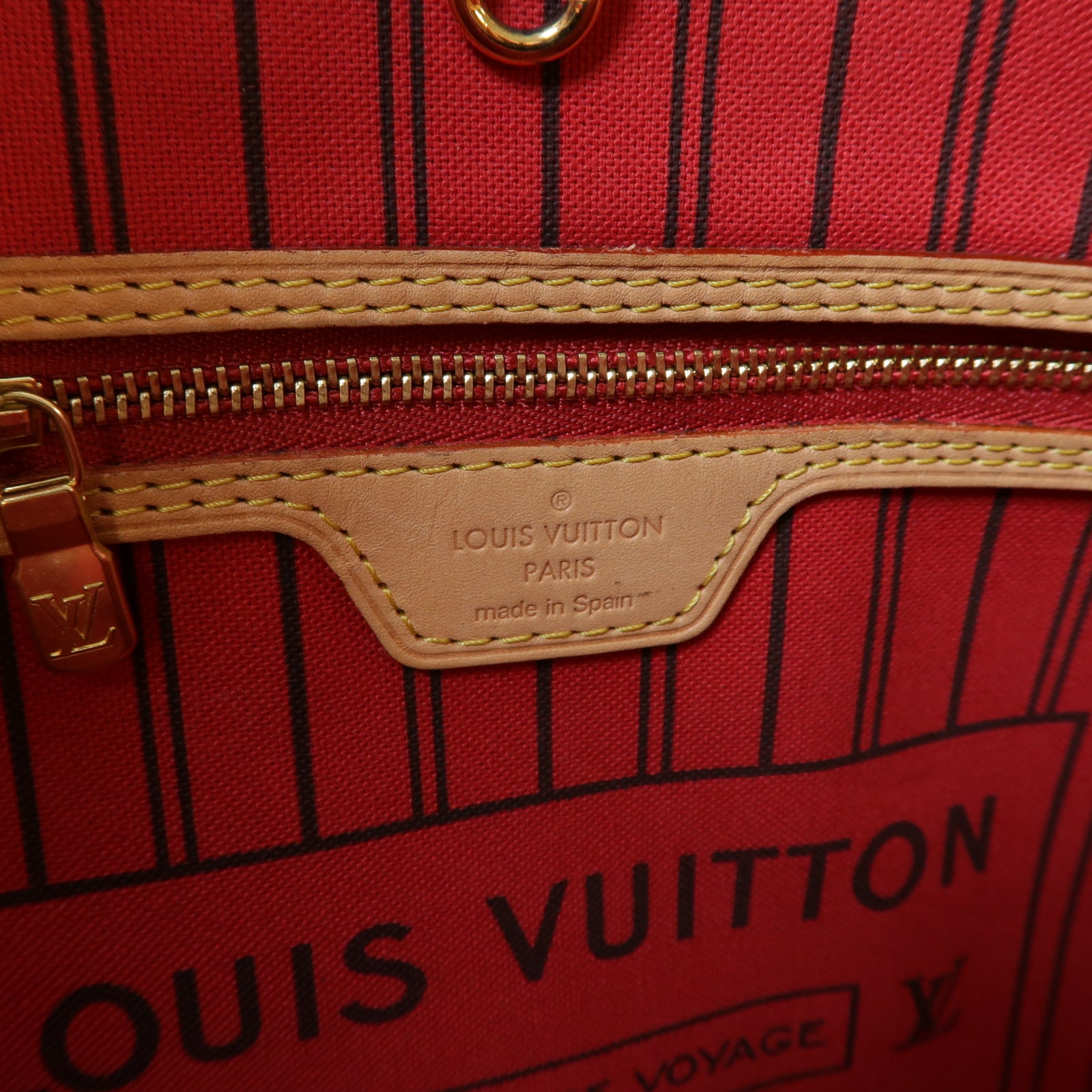 LOUIS VUITTON Monogram Neverfull MM金扣手挽袋啡色