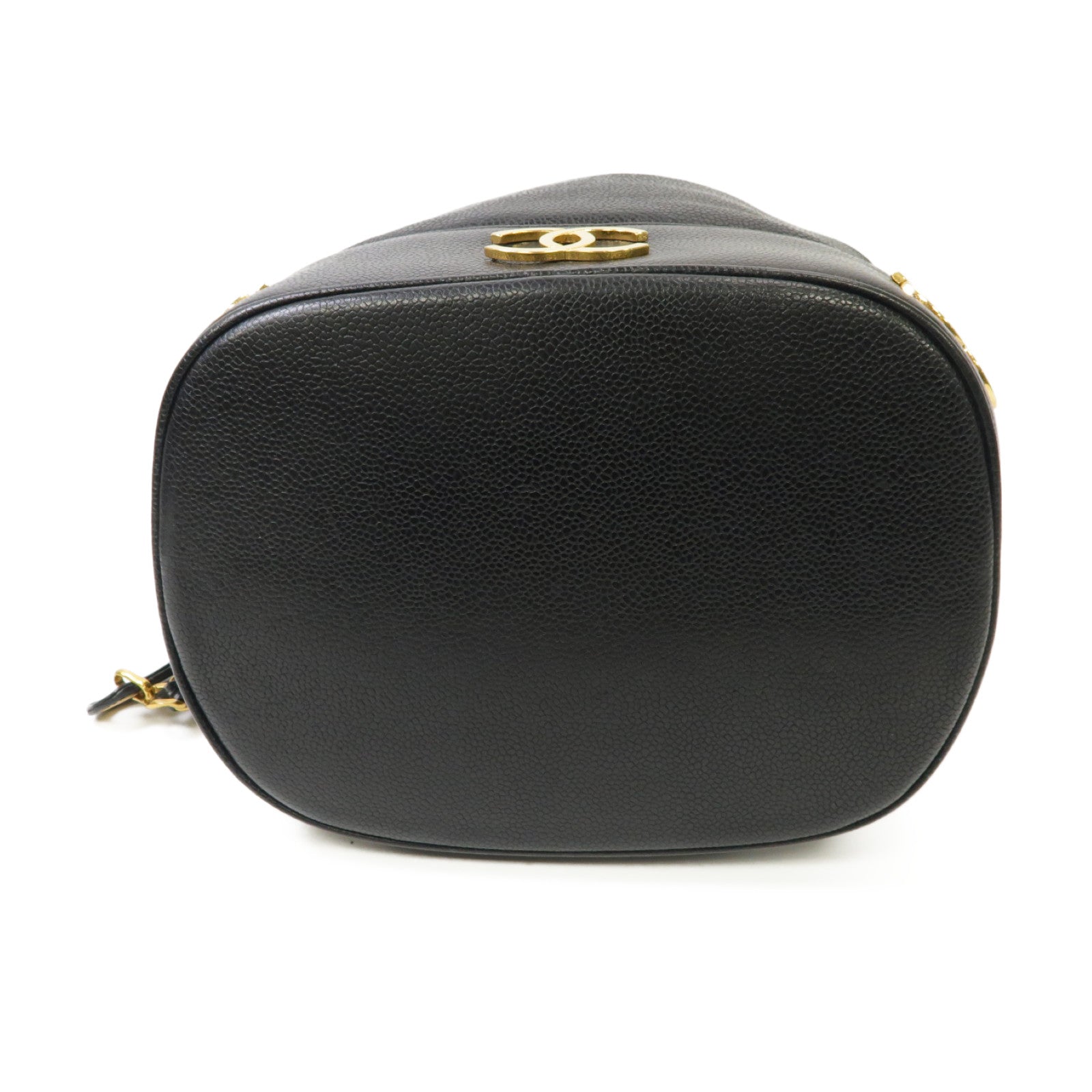 CHANEL Caviar皮革Vintage Bucket金扣鏈帶肩背袋黒色
