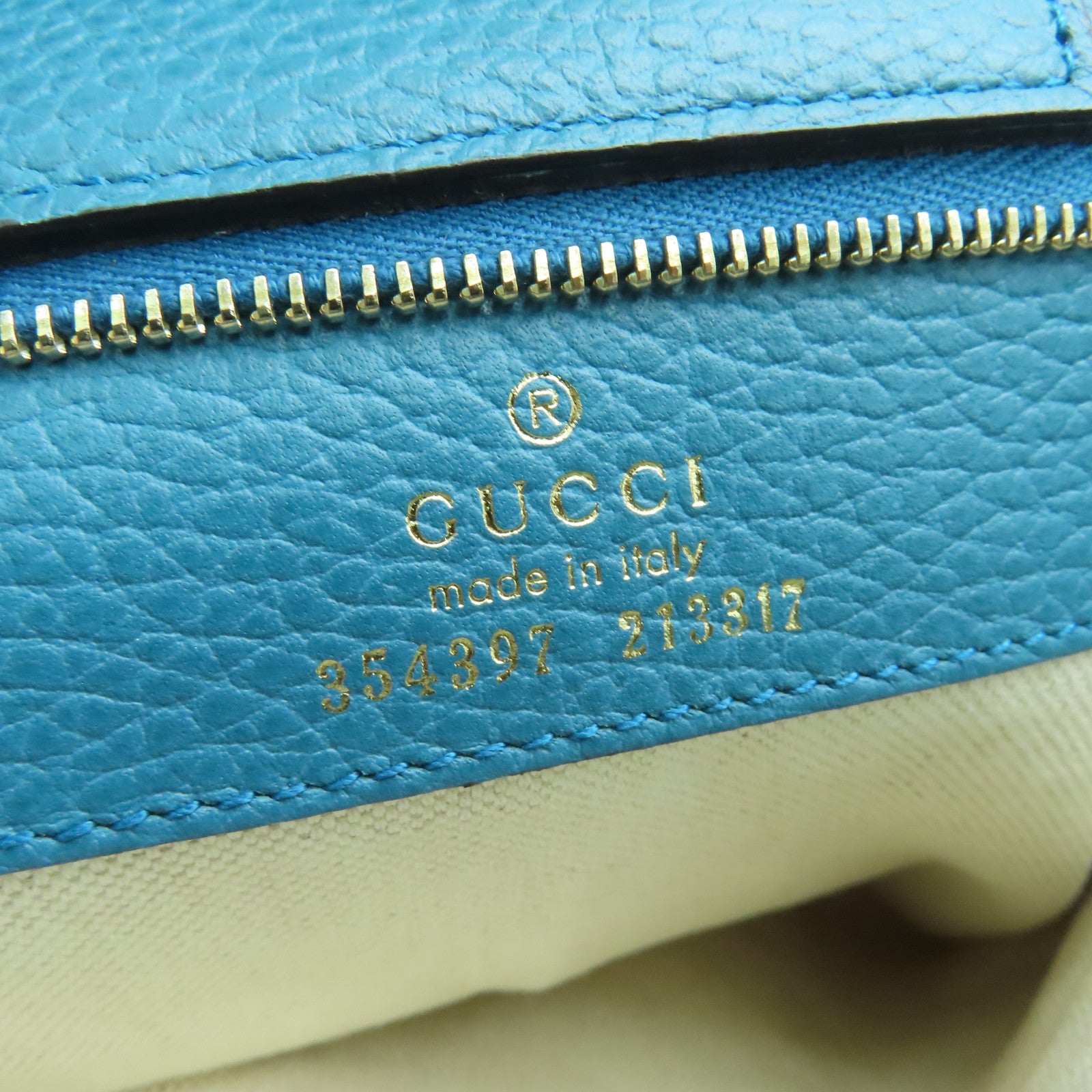 GUCCI Leather Shoulder Bag Gold Buckle Blue/Green