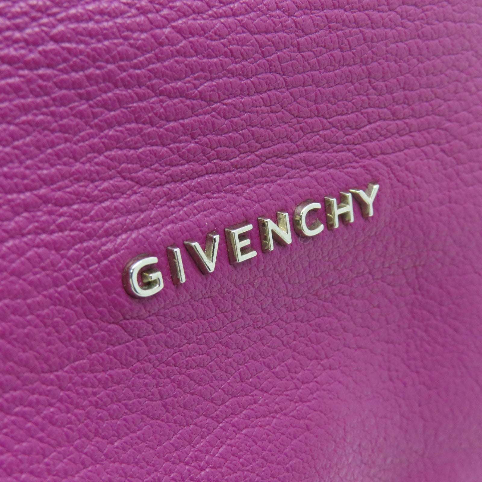GIVENCHY 牛皮皮革Pandora銀扣手挽肩背兩用袋紫紅色