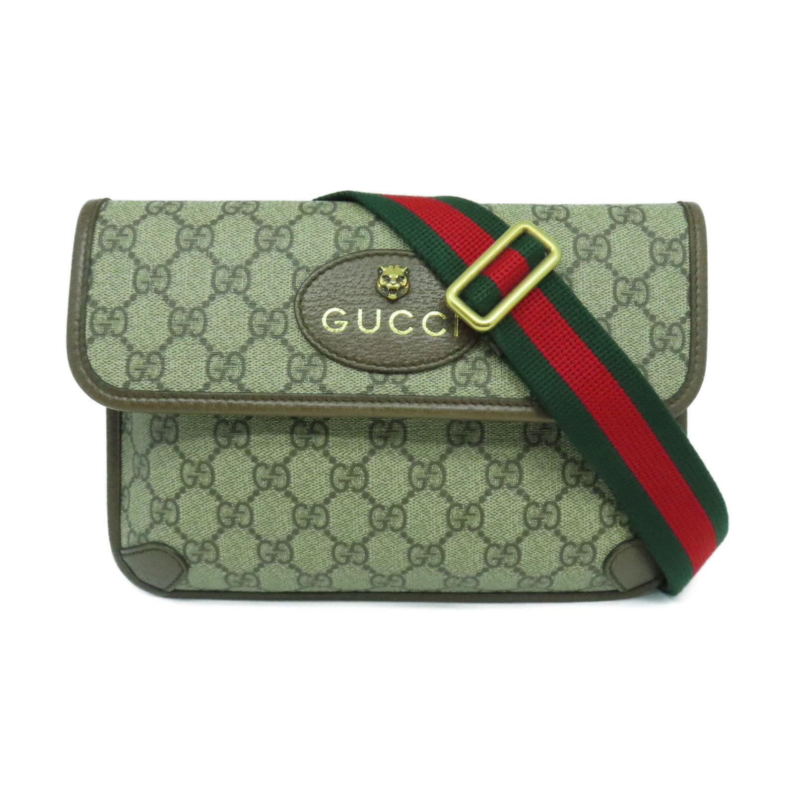 GUCCI 塗層帆布Neo Vintage GG Supreme金扣腰包啡色