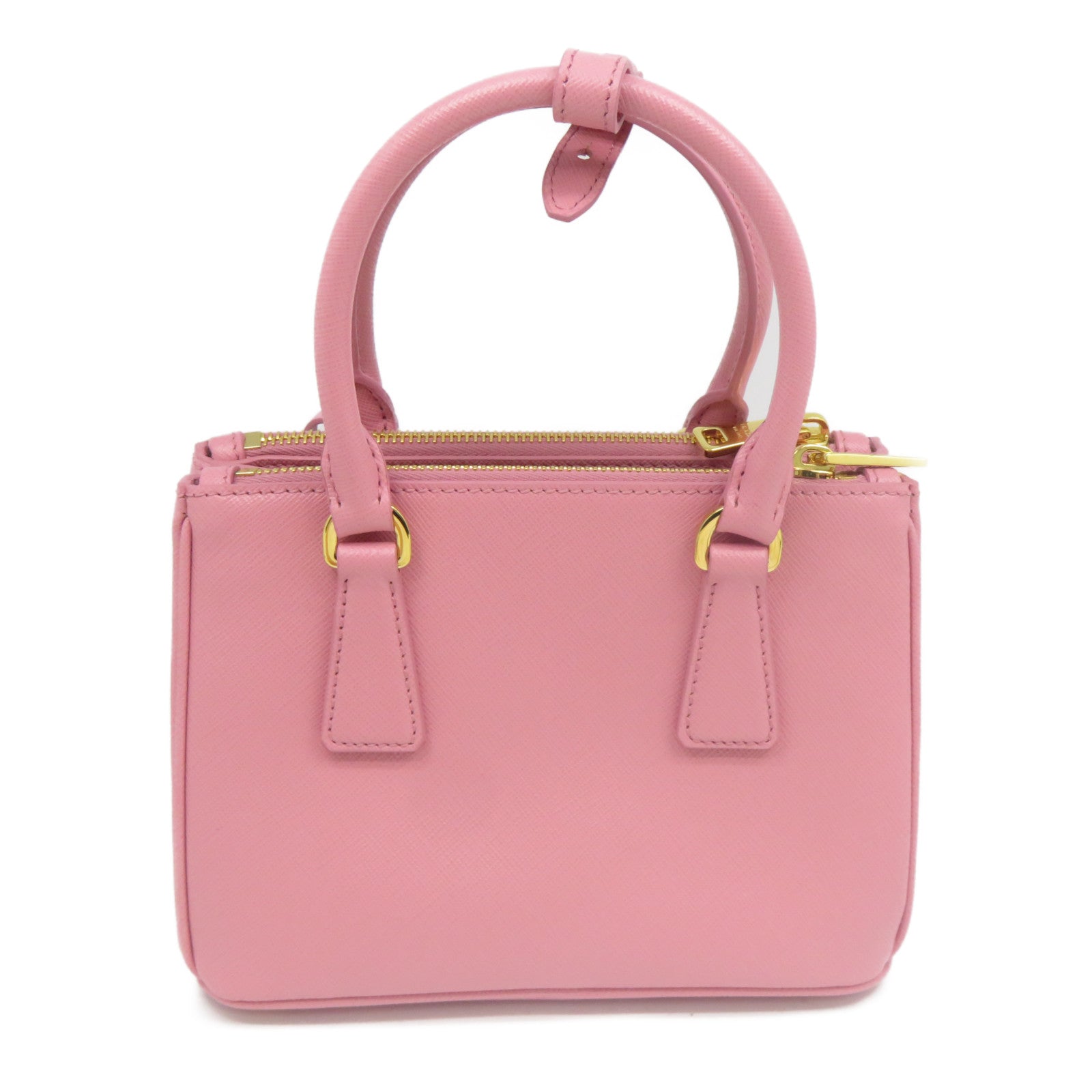 PRADA 牛皮皮革Saffiano Lux金扣手挽肩背兩用袋粉紅色