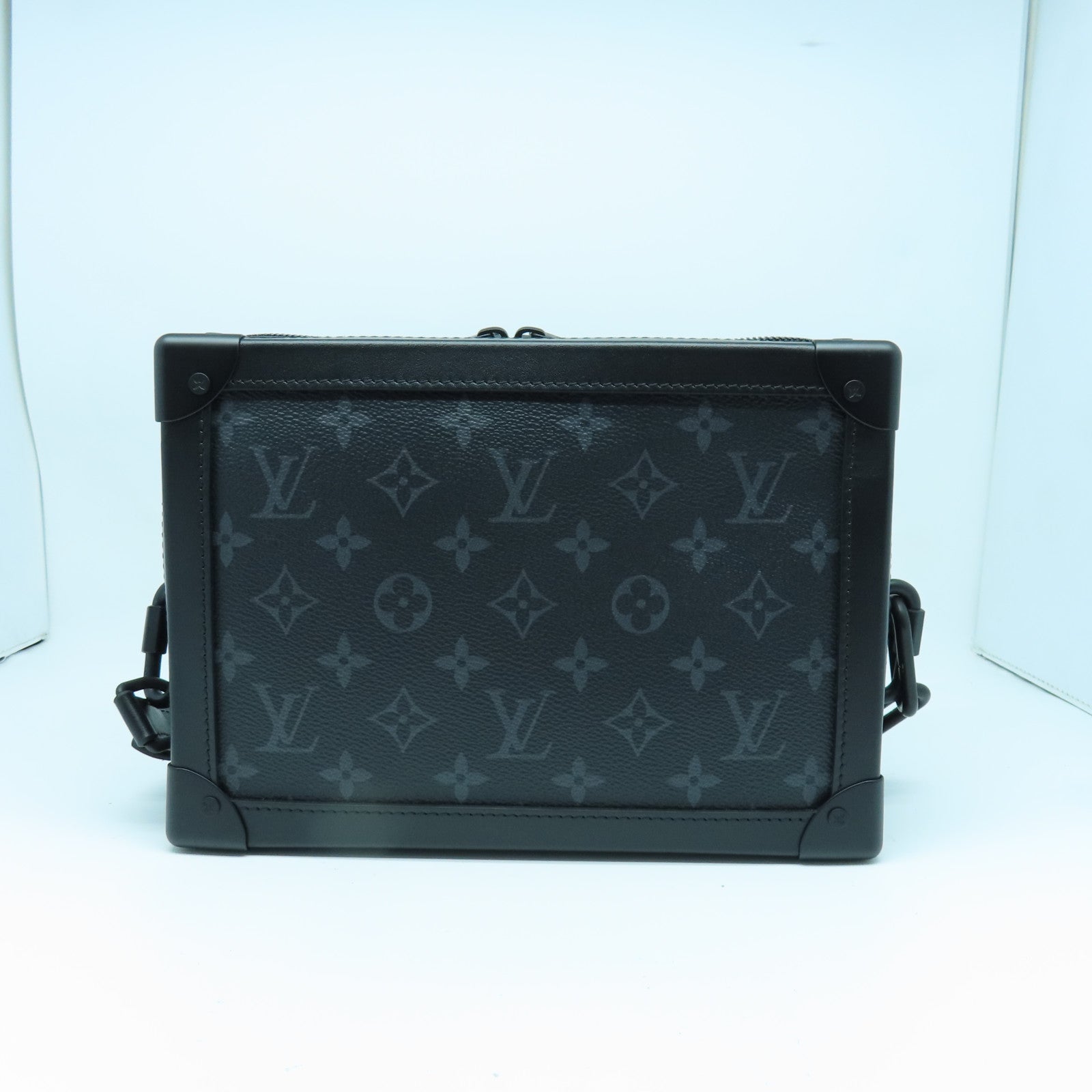 LOUIS VUITTON Monogram Eclipse Soft Trunk肩背袋黑色/灰色