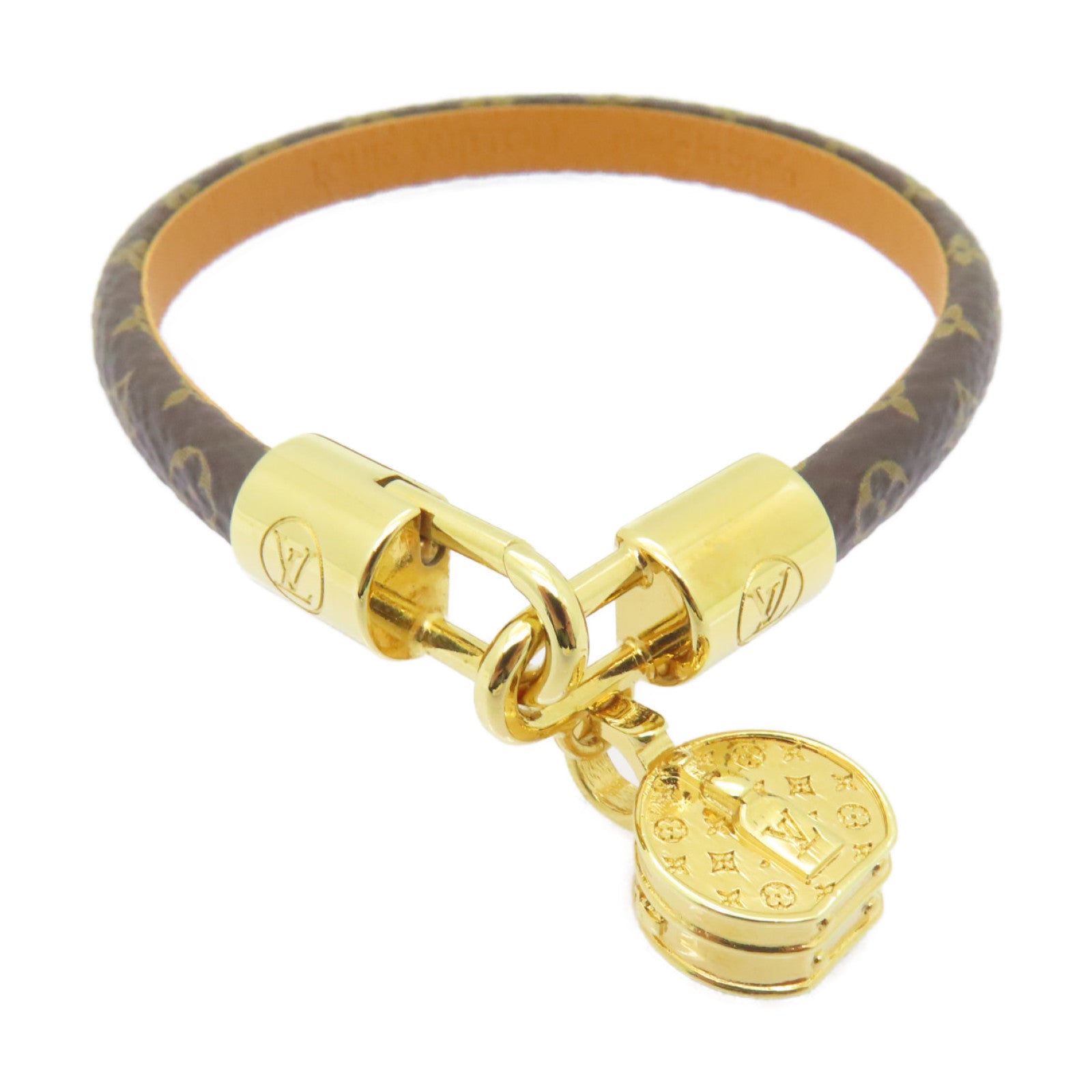 LOUIS VUITTON Monogram/金屬Bracelet手鏈棕色/金色