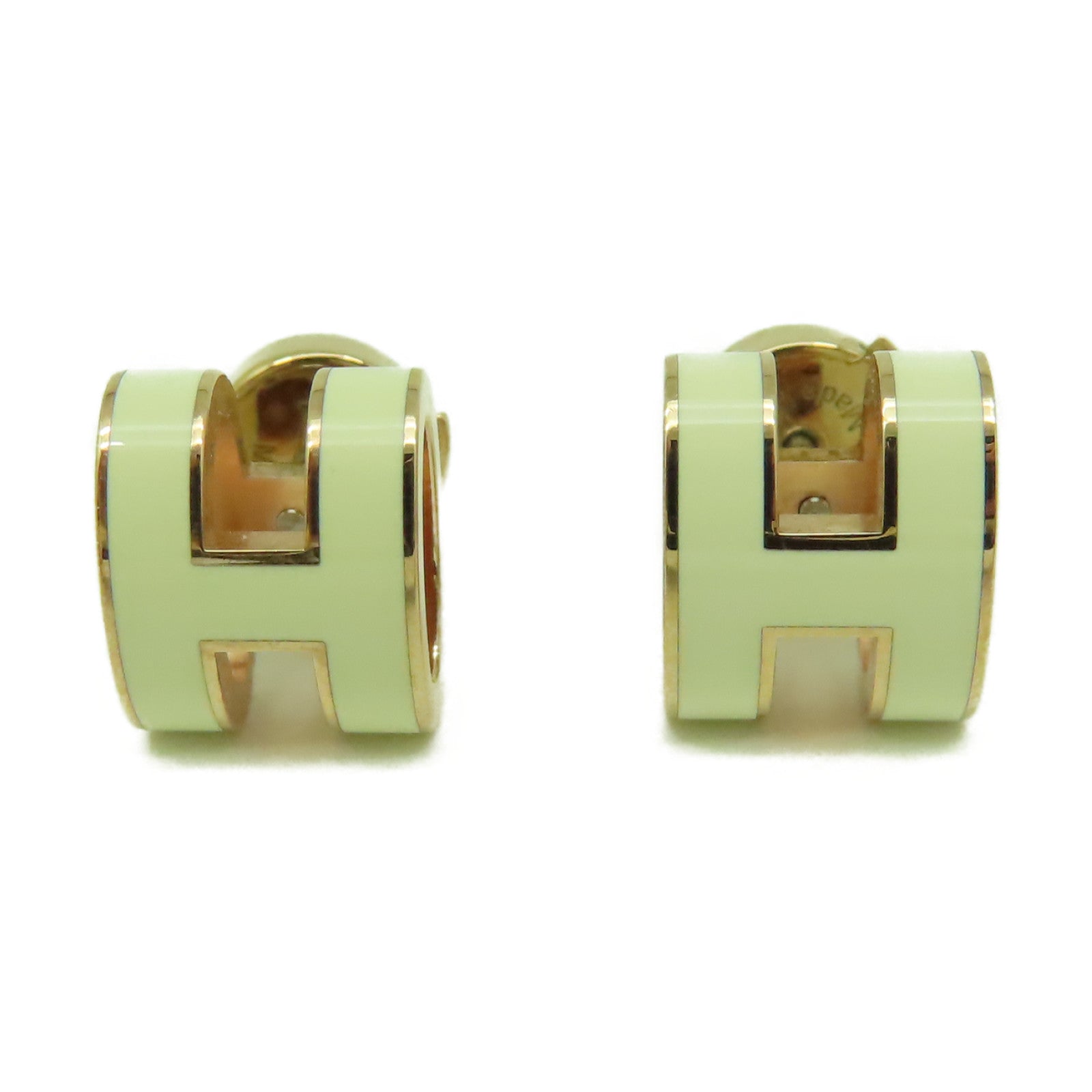 HERMES 金屬Pop H Earrings耳環白色/金色