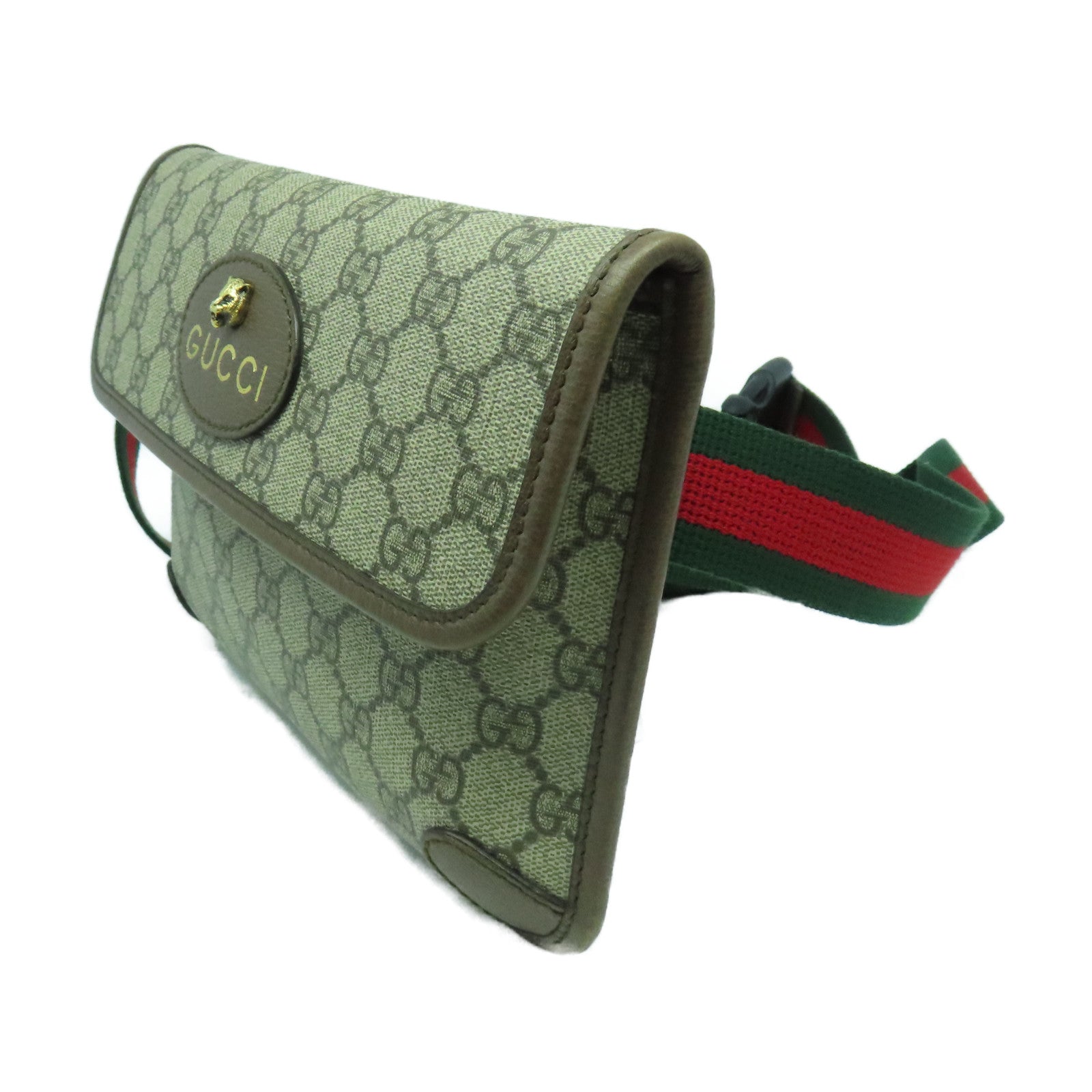 GUCCI 塗層帆布Neo Vintage GG Supreme金扣腰包啡色