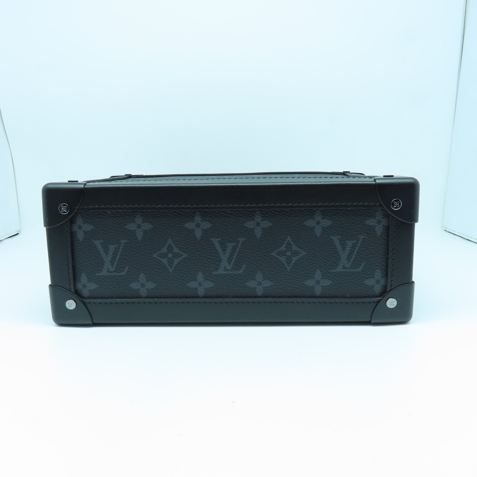 LOUIS VUITTON Monogram Eclipse Soft Trunk肩背袋黑色/灰色