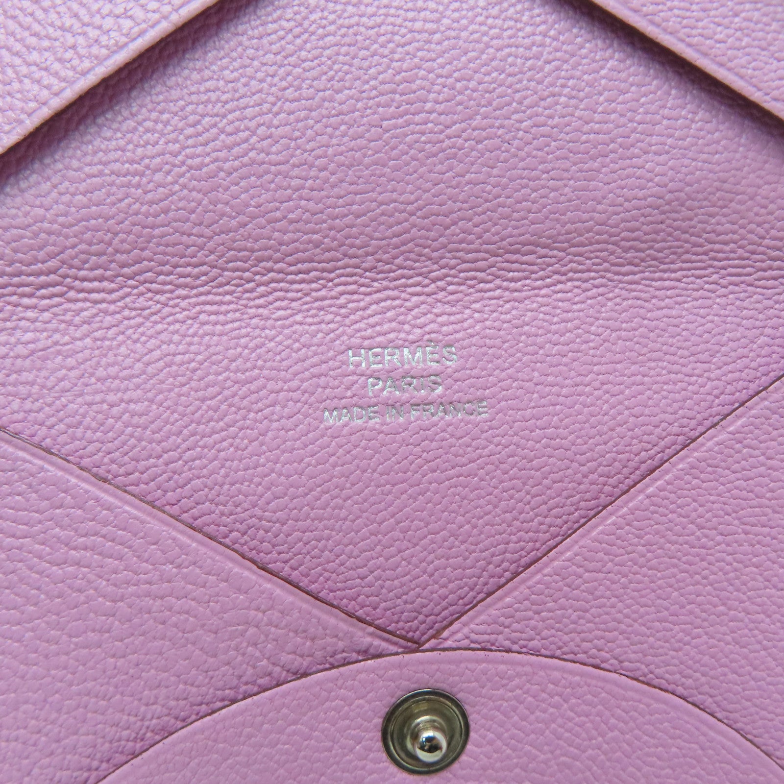 HERMES 【激減優惠】Chevre皮革Calvi Card Case銀扣卡片套淺紫色