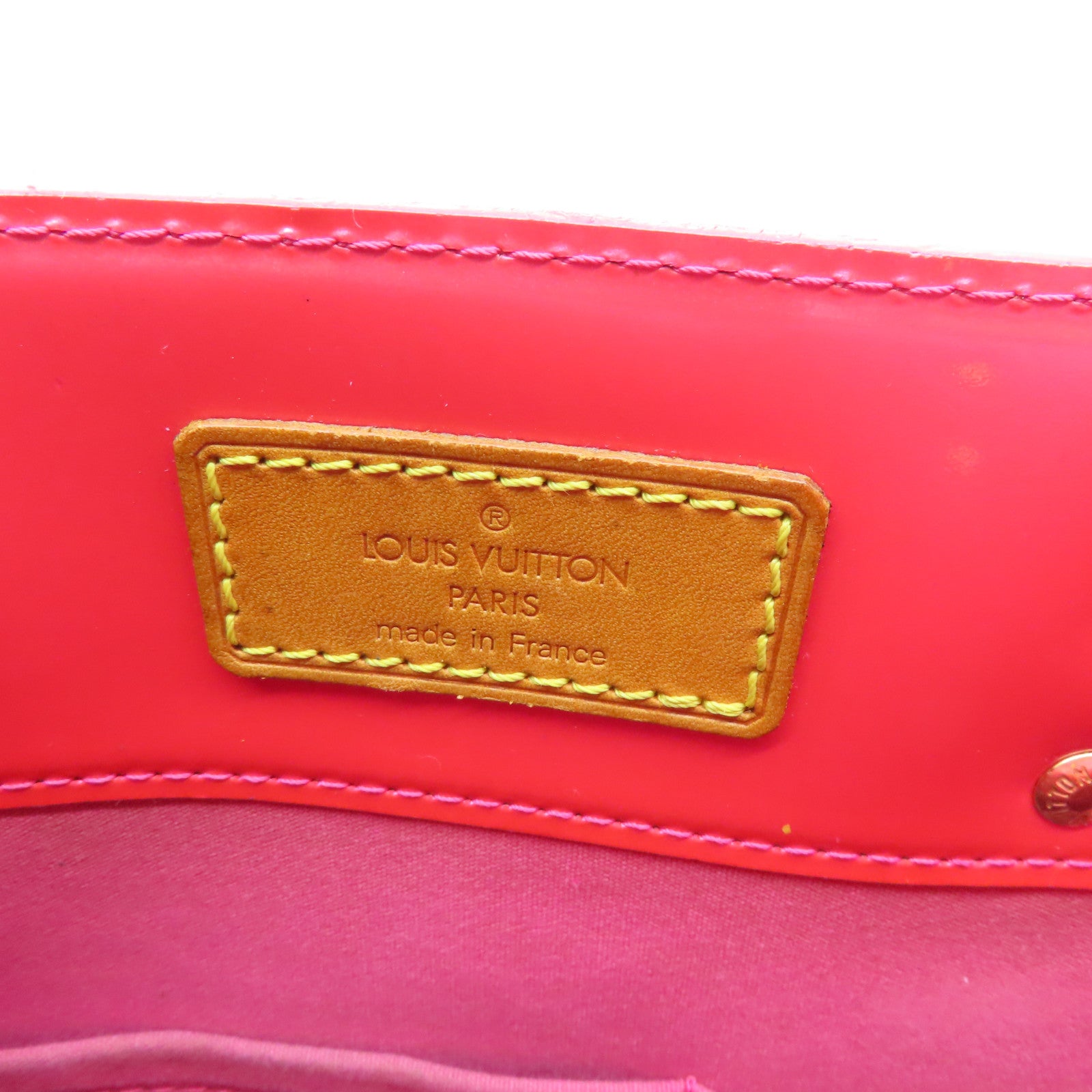 LOUIS VUITTON Vernis Lead MM Gold Buckle Hand Bag Pink
