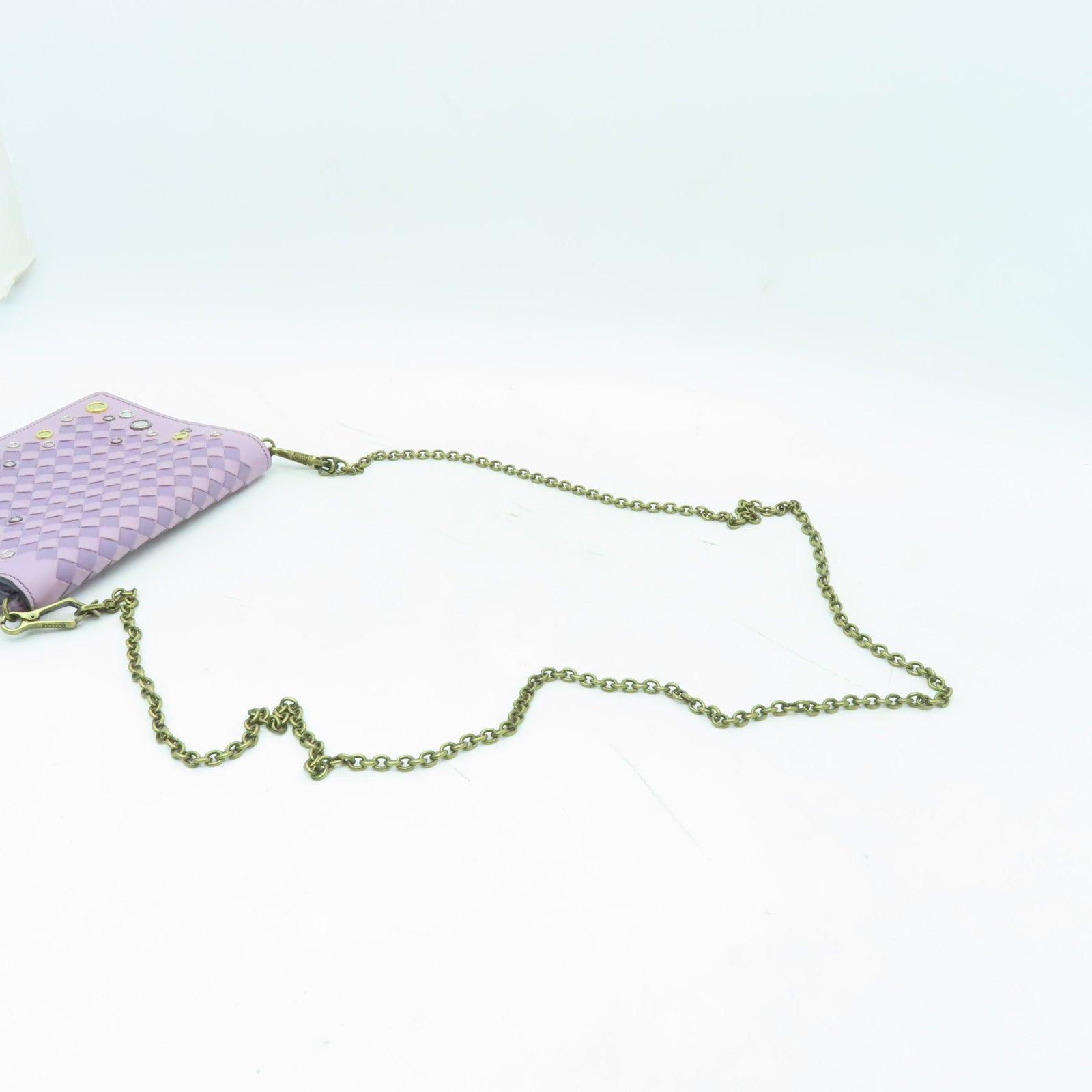 BOTTEGA VENETA 織紋皮革Chain Shoulder Bag金扣鏈帶肩背袋紫色