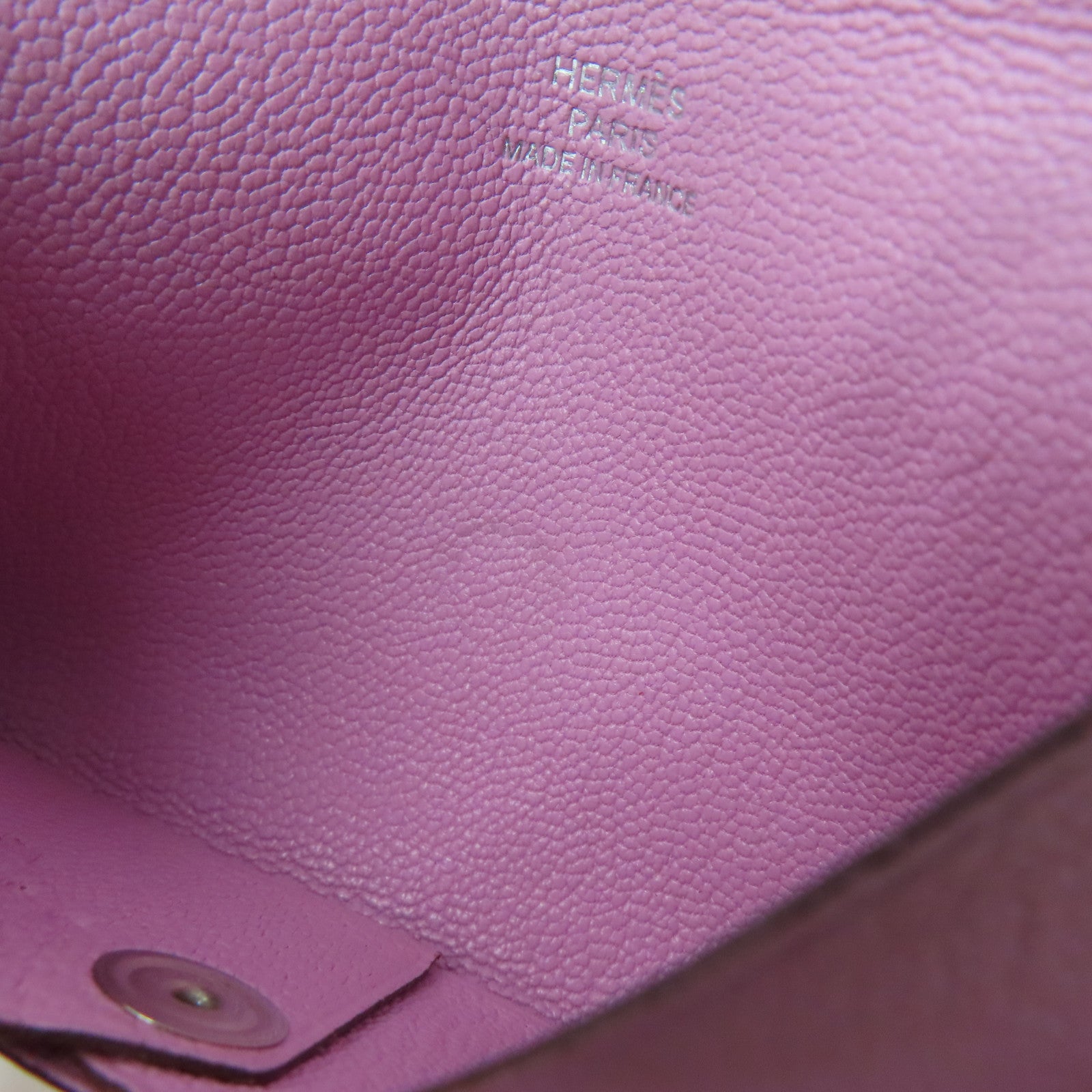 HERMES 【激減優惠】Chevre皮革Calvi Card Case銀扣卡片套淺紫色