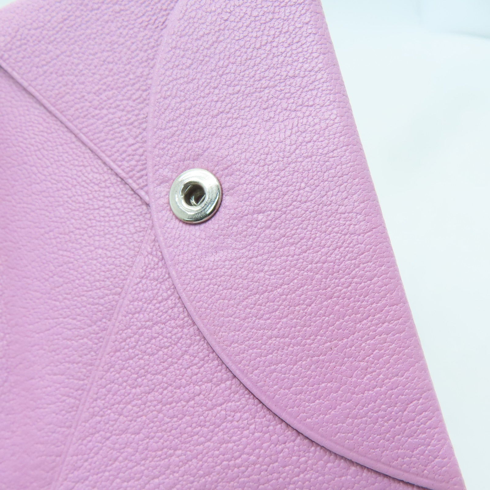HERMES 【激減優惠】Chevre皮革Calvi Card Case銀扣卡片套淺紫色