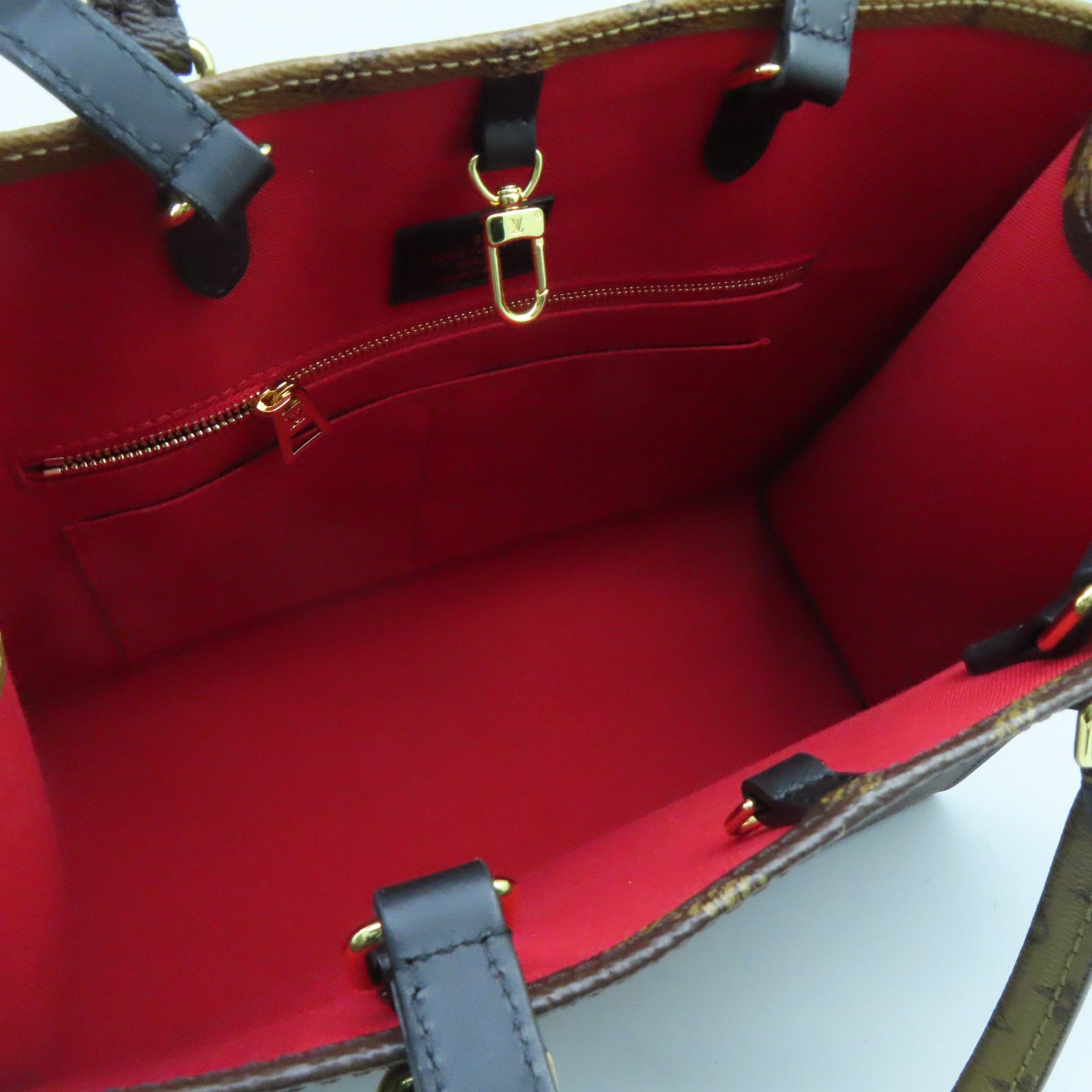 LOUIS VUITTON Monogram Giant On The Go MM金扣手挽袋啡色