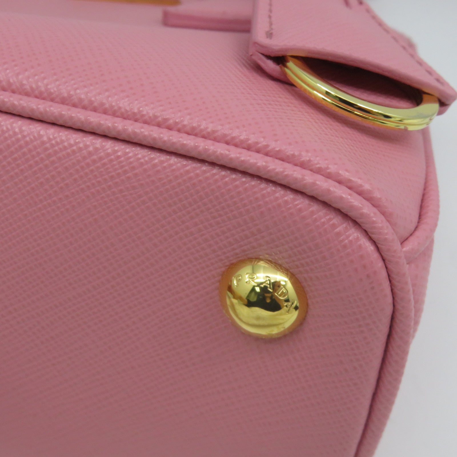 PRADA 牛皮皮革Saffiano Lux金扣手挽肩背兩用袋粉紅色