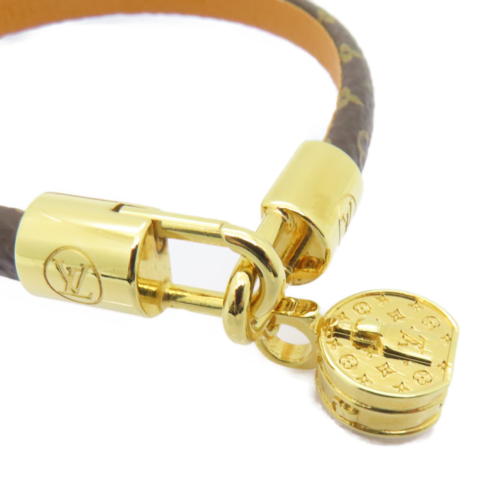 LOUIS VUITTON Monogram/金屬Bracelet手鏈棕色/金色