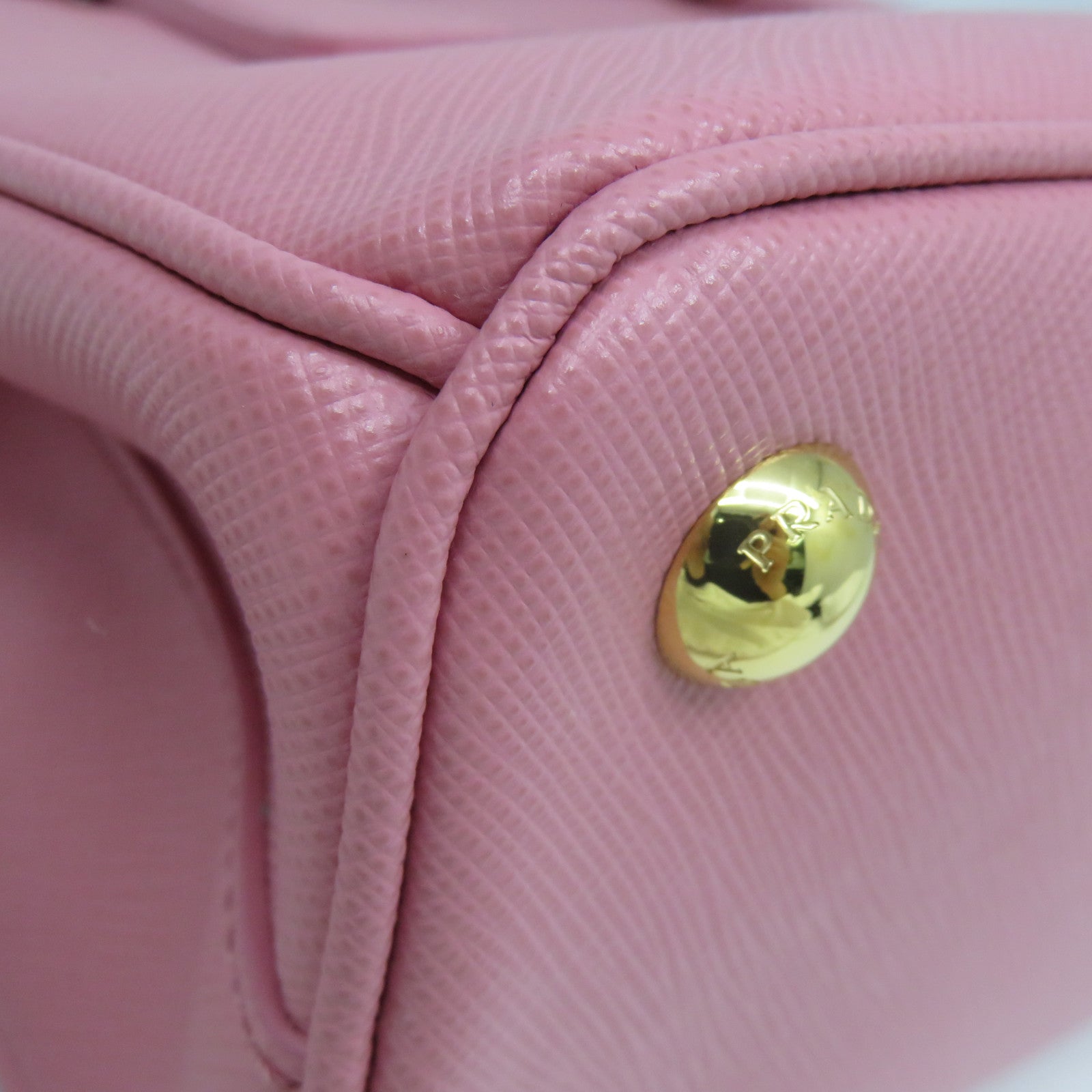 PRADA 牛皮皮革Saffiano Lux金扣手挽肩背兩用袋粉紅色