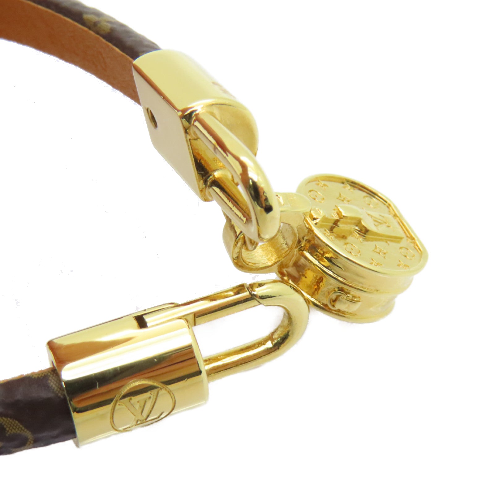LOUIS VUITTON Monogram/金屬Bracelet手鏈棕色/金色
