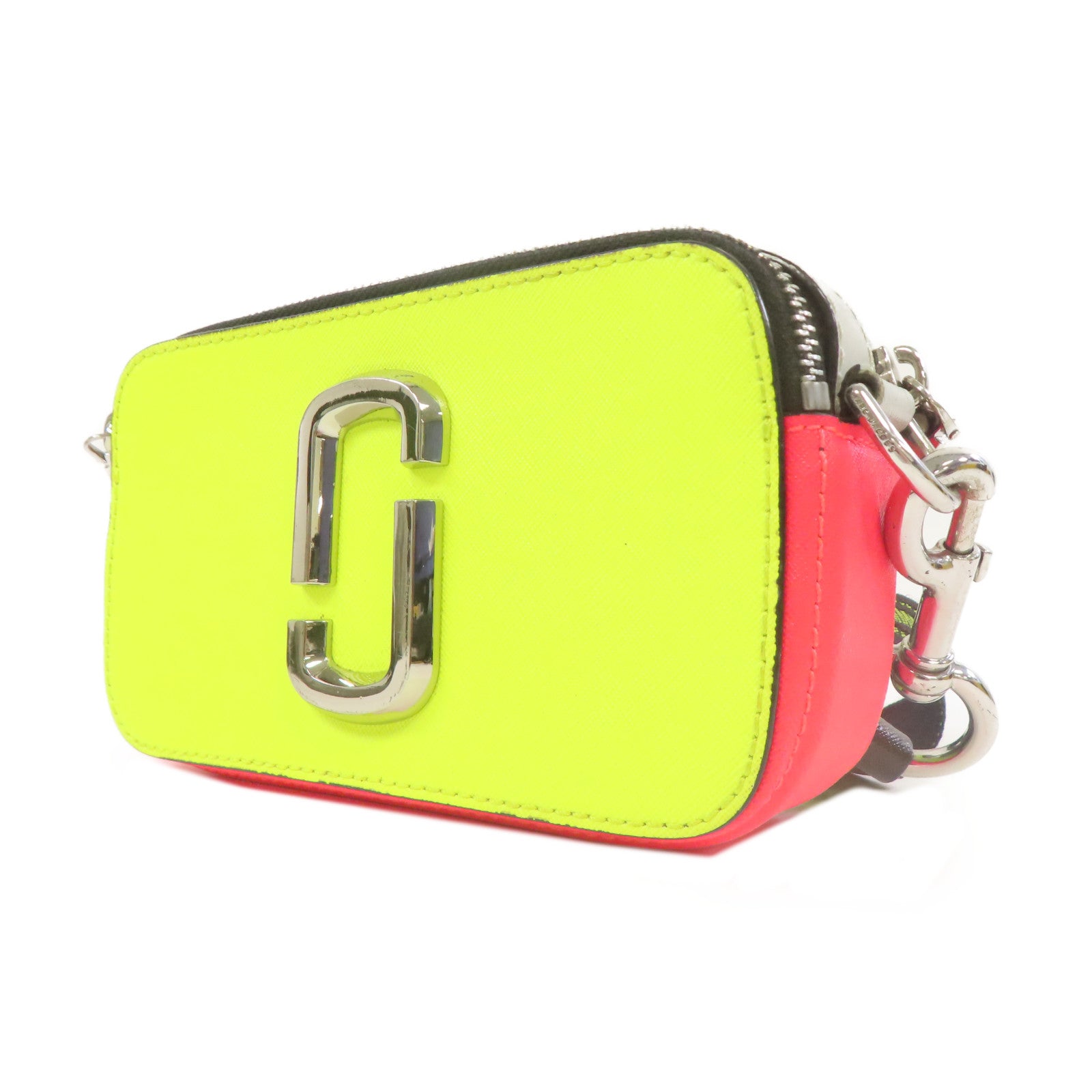 MARC JACOBS 牛皮皮革Shoulder Bag銀扣肩背袋黃色/粉紅色