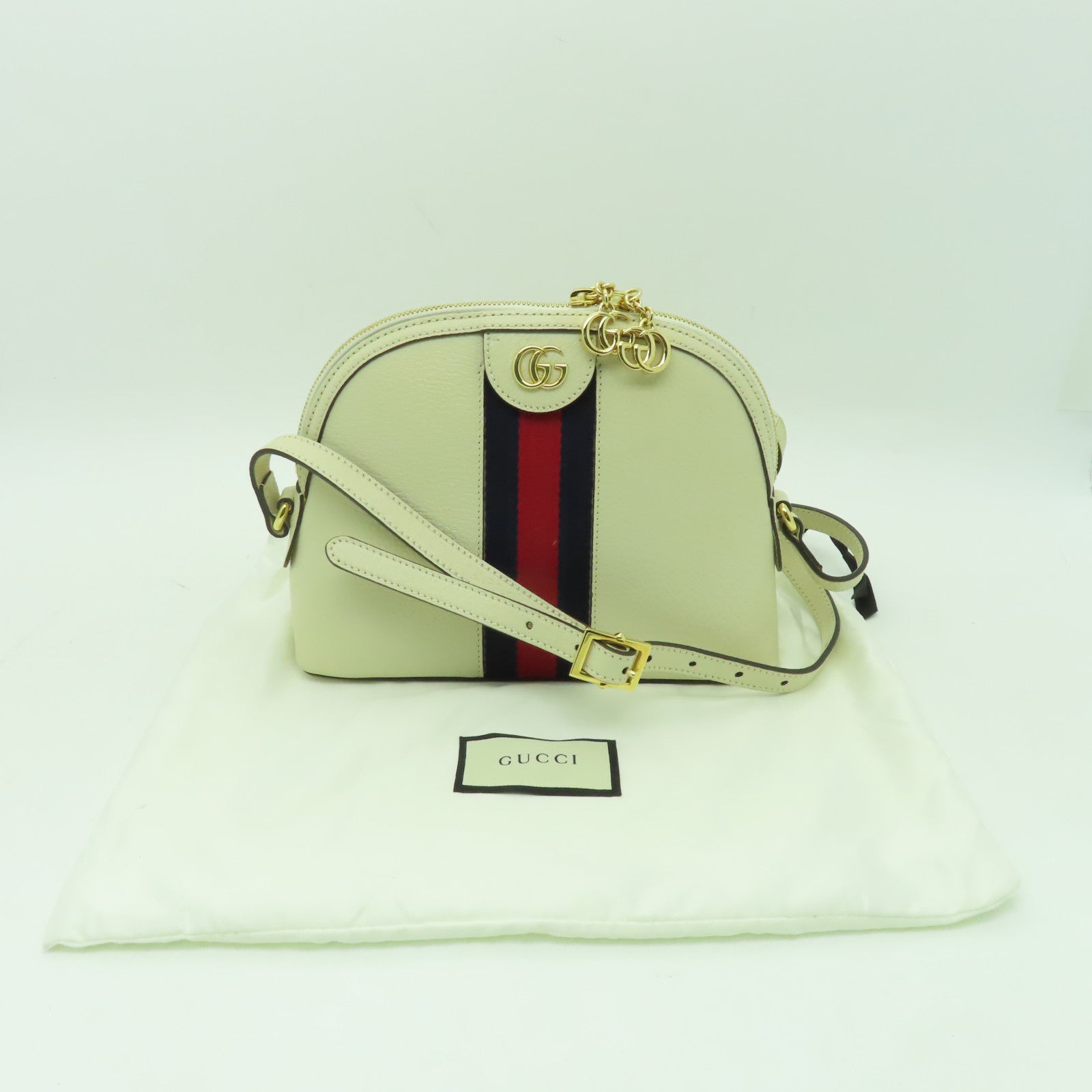 GUCCI 【激減優惠】牛皮皮革Ophidia GG金扣肩背袋白色