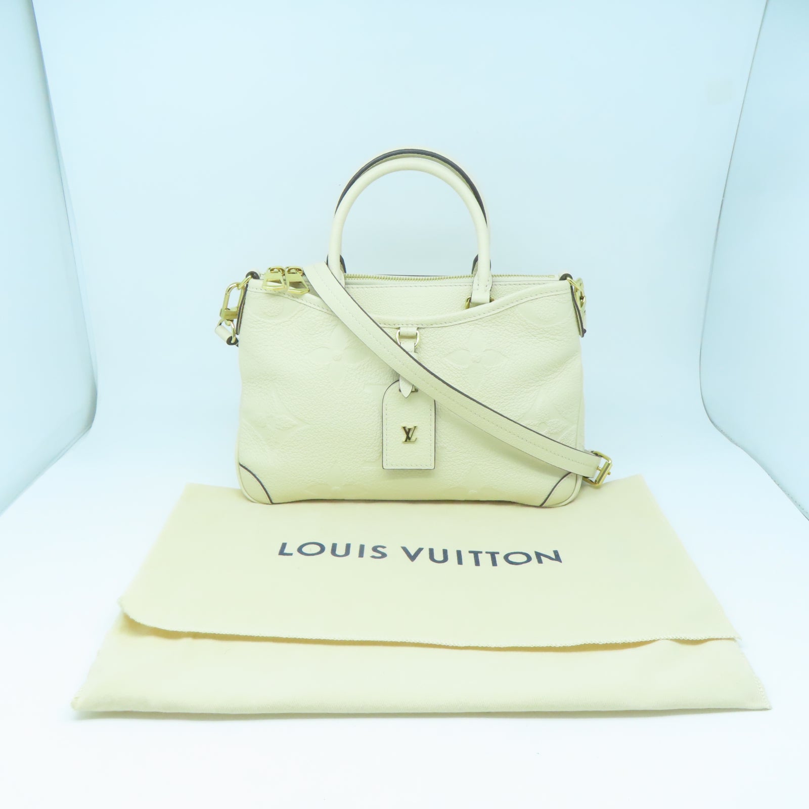 LOUIS VUITTON 【激減優惠】牛皮皮革Trianon PM金扣手挽肩背兩用袋米色