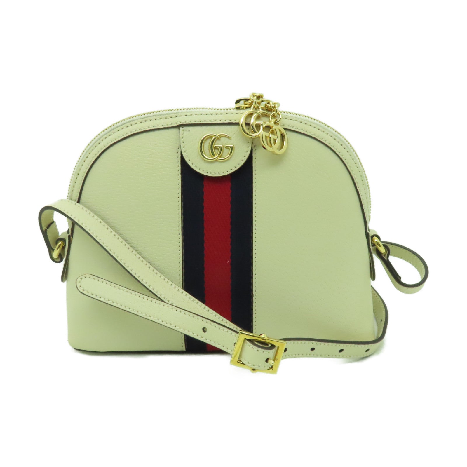 GUCCI 【激減優惠】牛皮皮革Ophidia GG金扣肩背袋白色