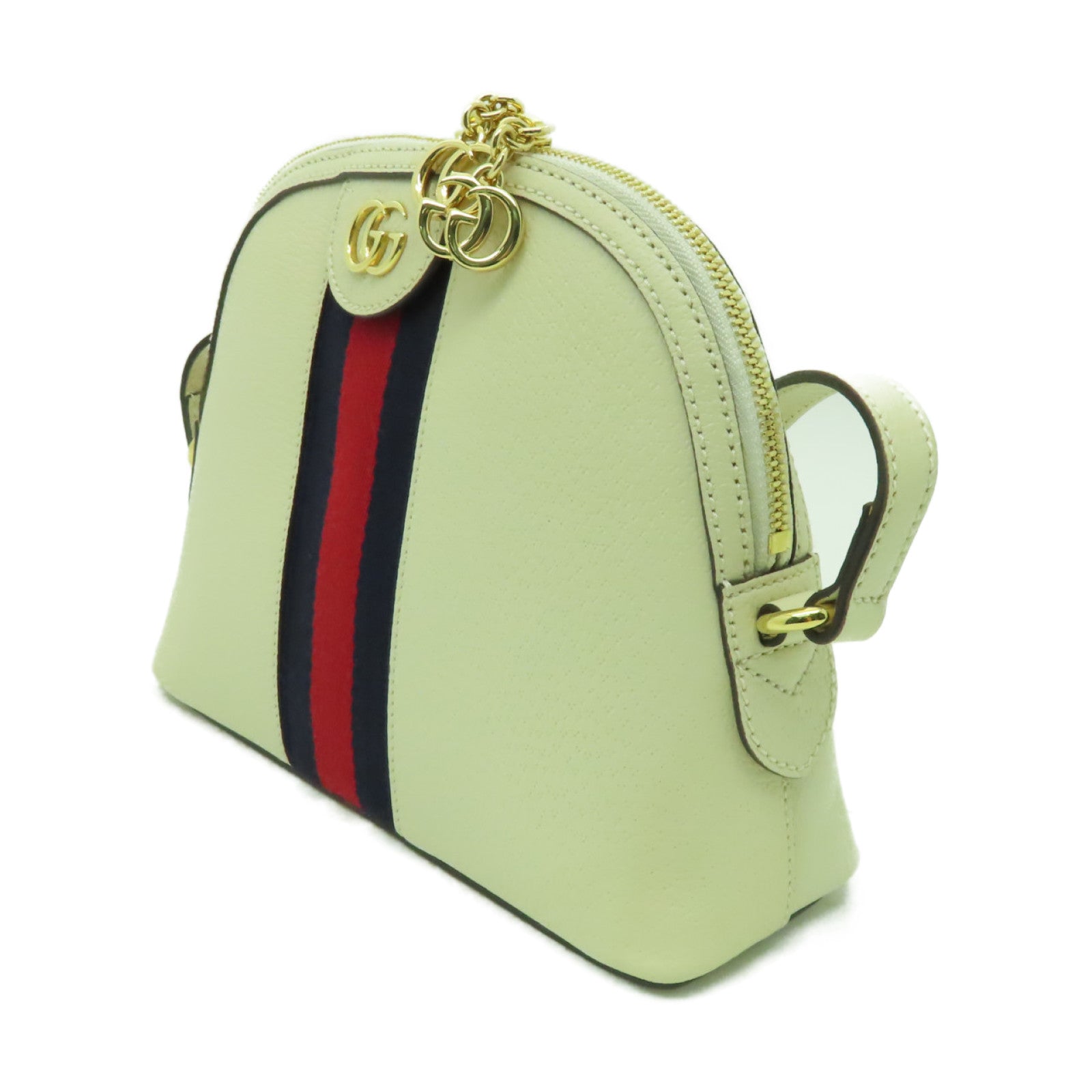 GUCCI 【激減優惠】牛皮皮革Ophidia GG金扣肩背袋白色
