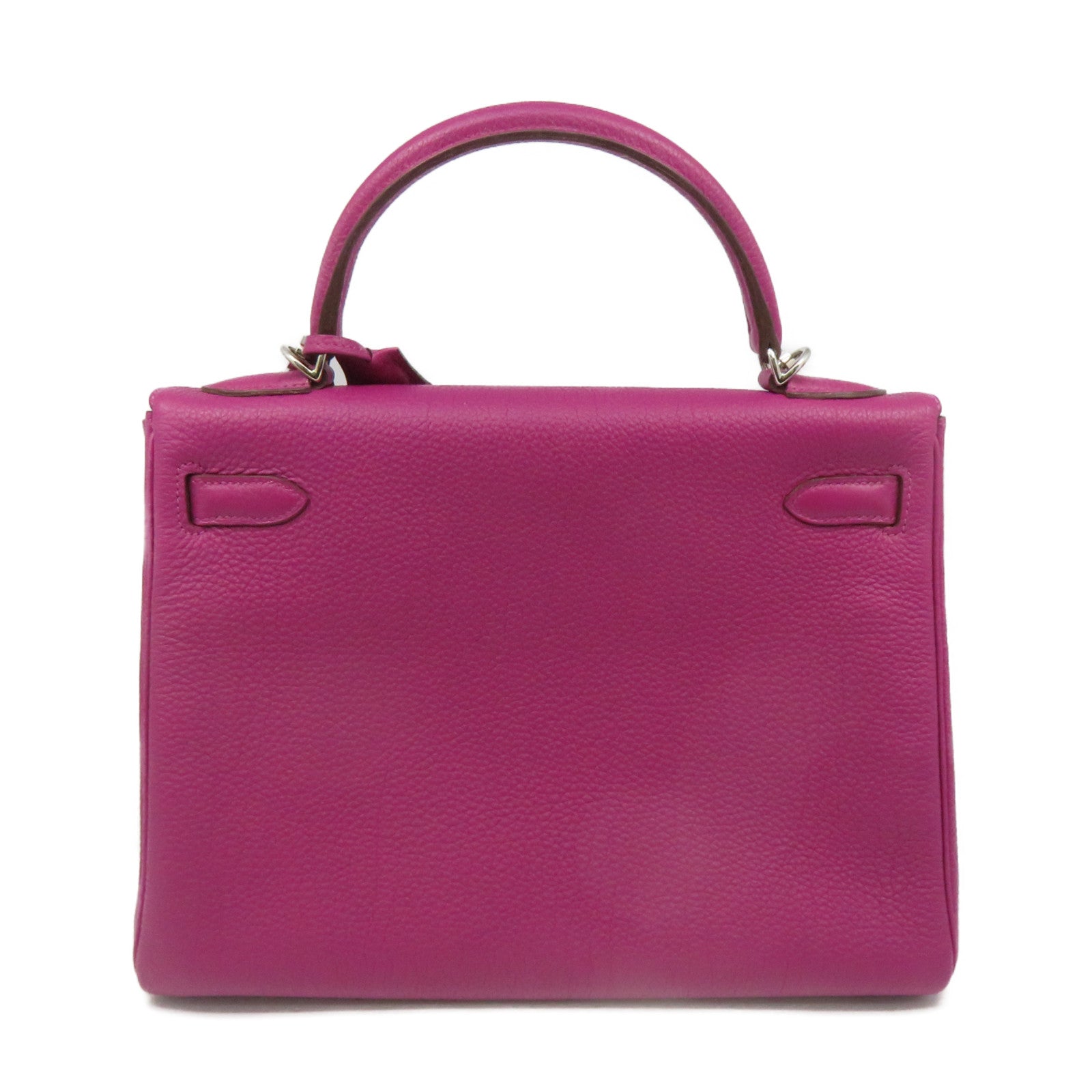 HERMES Togo Leather Kelly 32 2Way Hand Bag Silver Buckle Handle Shoulder Backpack Tosca Fuchsia