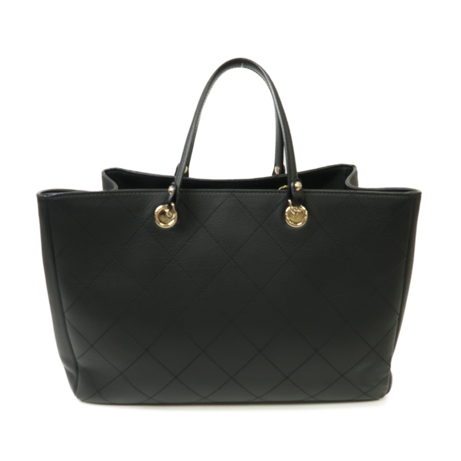 CHANEL 菱格牛皮皮革2way Shoulder Bag金扣手挽肩背兩用袋黒色