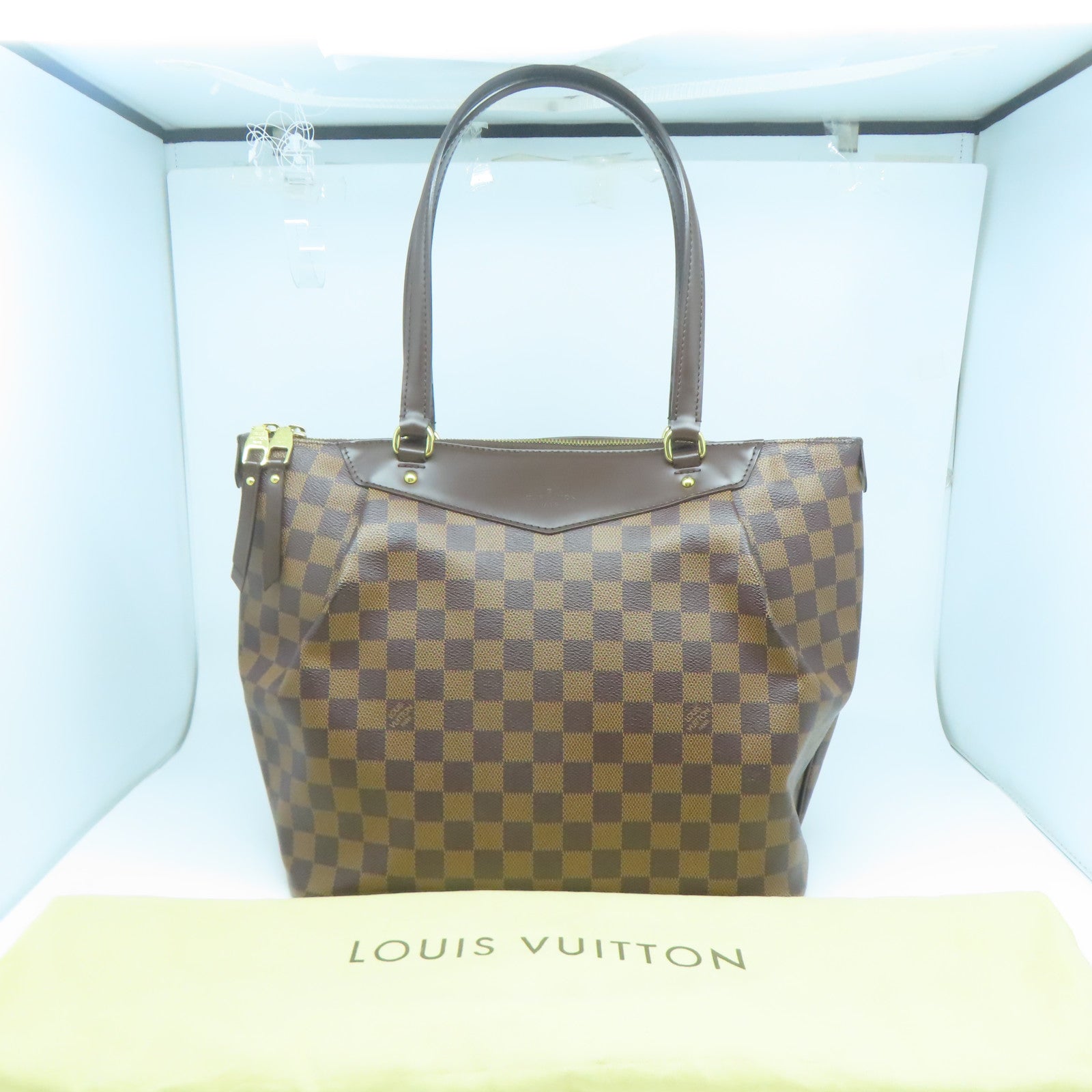 LOUIS VUITTON Damier Weekender GM金扣手挽袋啡色