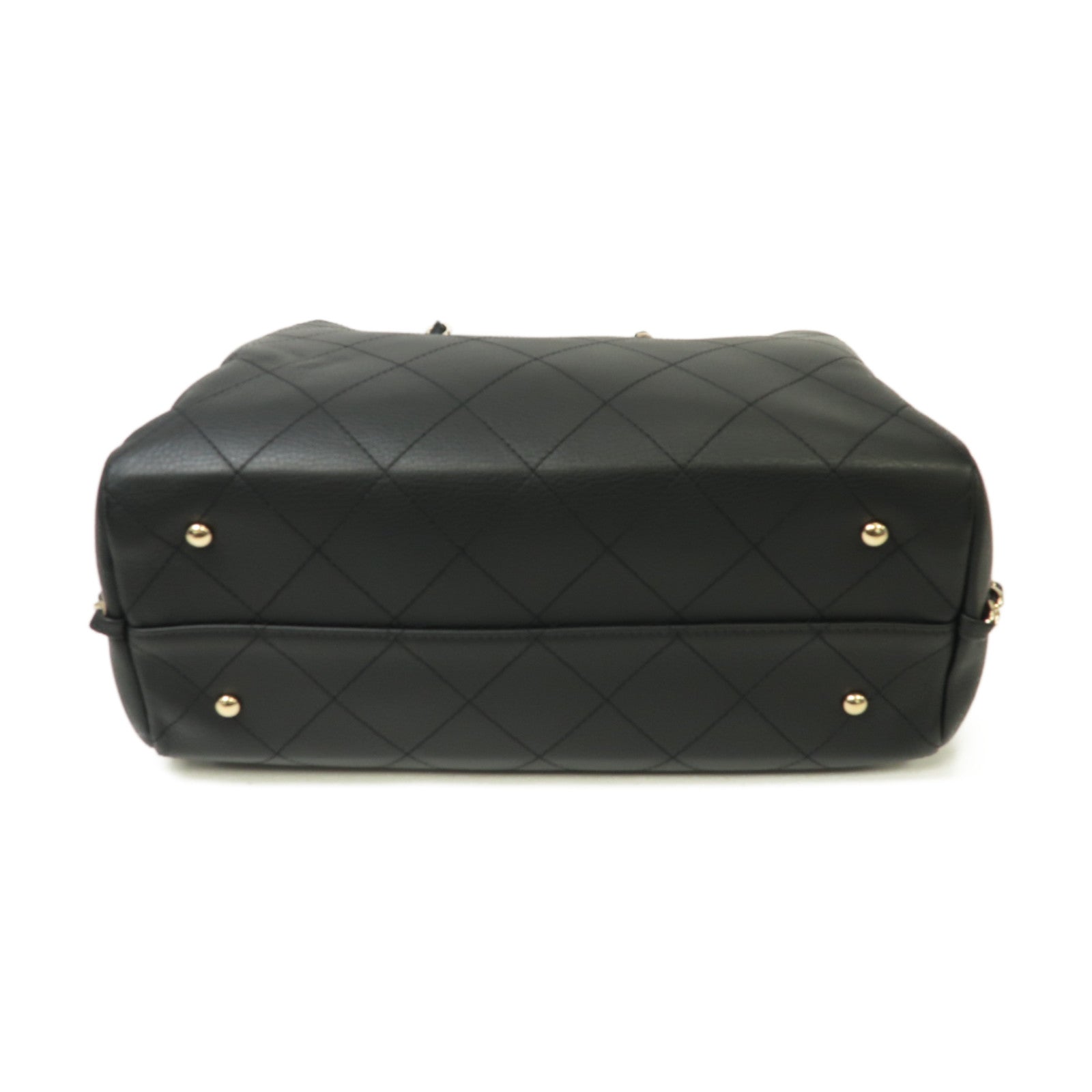 CHANEL 菱格牛皮皮革2way Shoulder Bag金扣手挽肩背兩用袋黒色