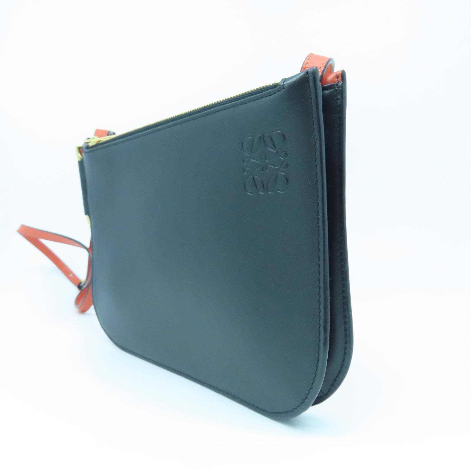 LOEWE Leather Gate Double Gold Buckle Shoulder Bag Orange Black