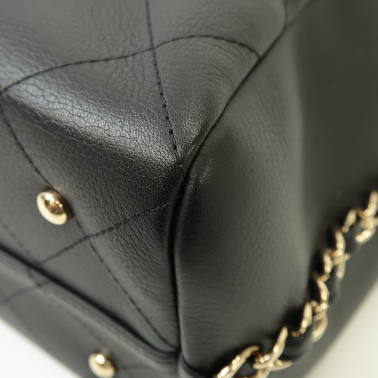 CHANEL 菱格牛皮皮革2way Shoulder Bag金扣手挽肩背兩用袋黒色