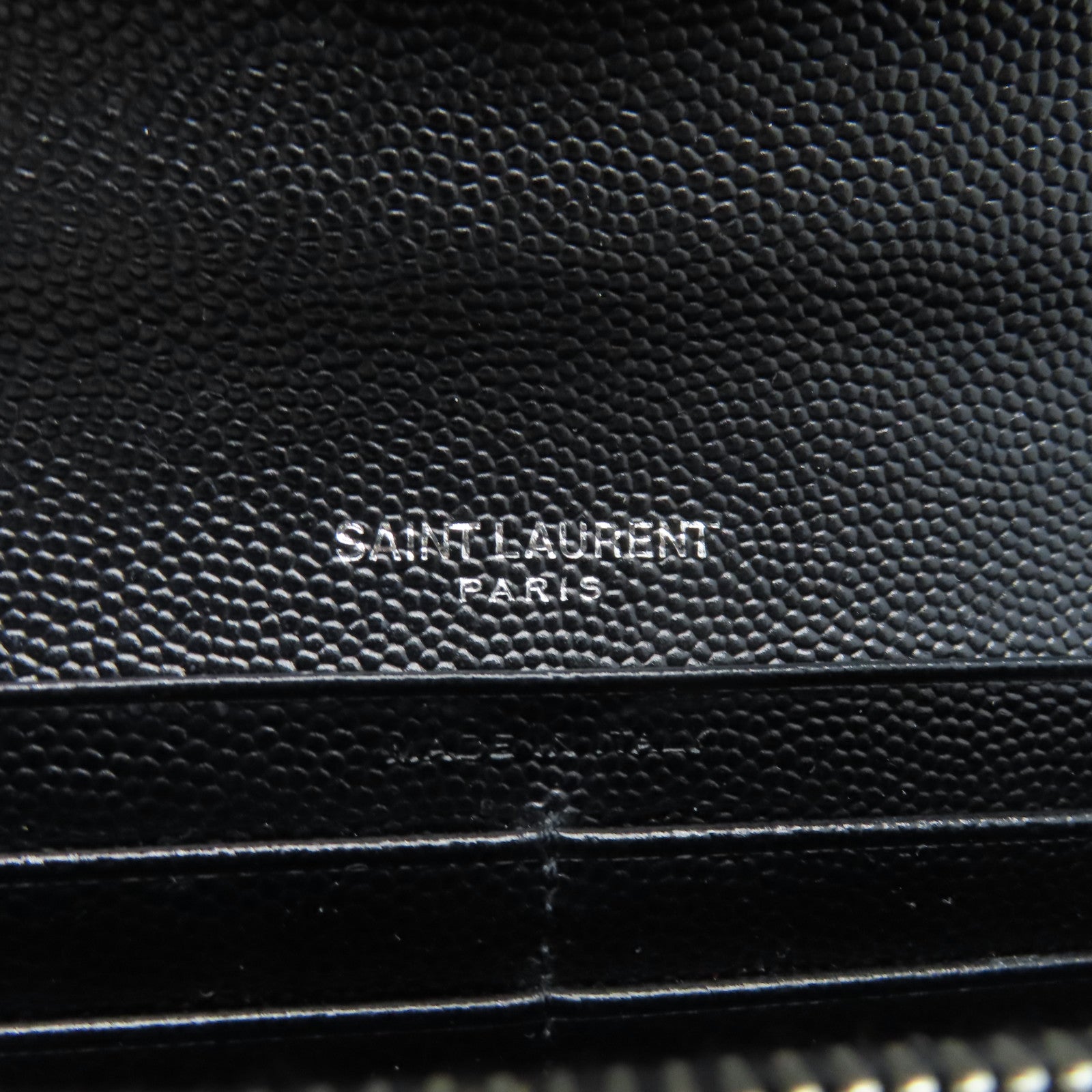 YVES SAINT LAURENT 牛皮皮革Long  Wallet銀扣長錢包黑色