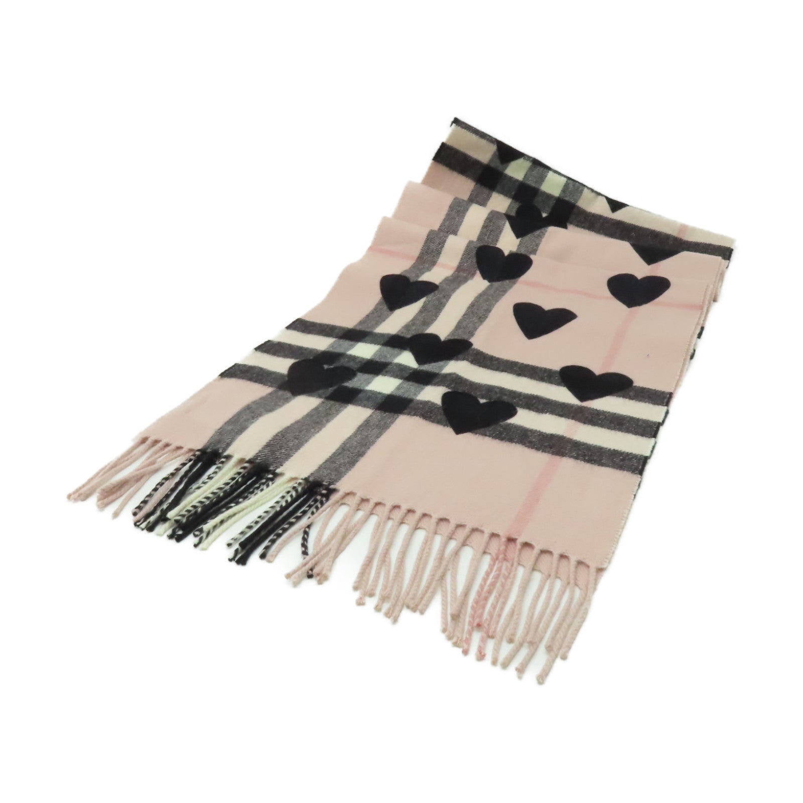 BURBERRY 羊絨Scarf圍巾粉紅色/黑色