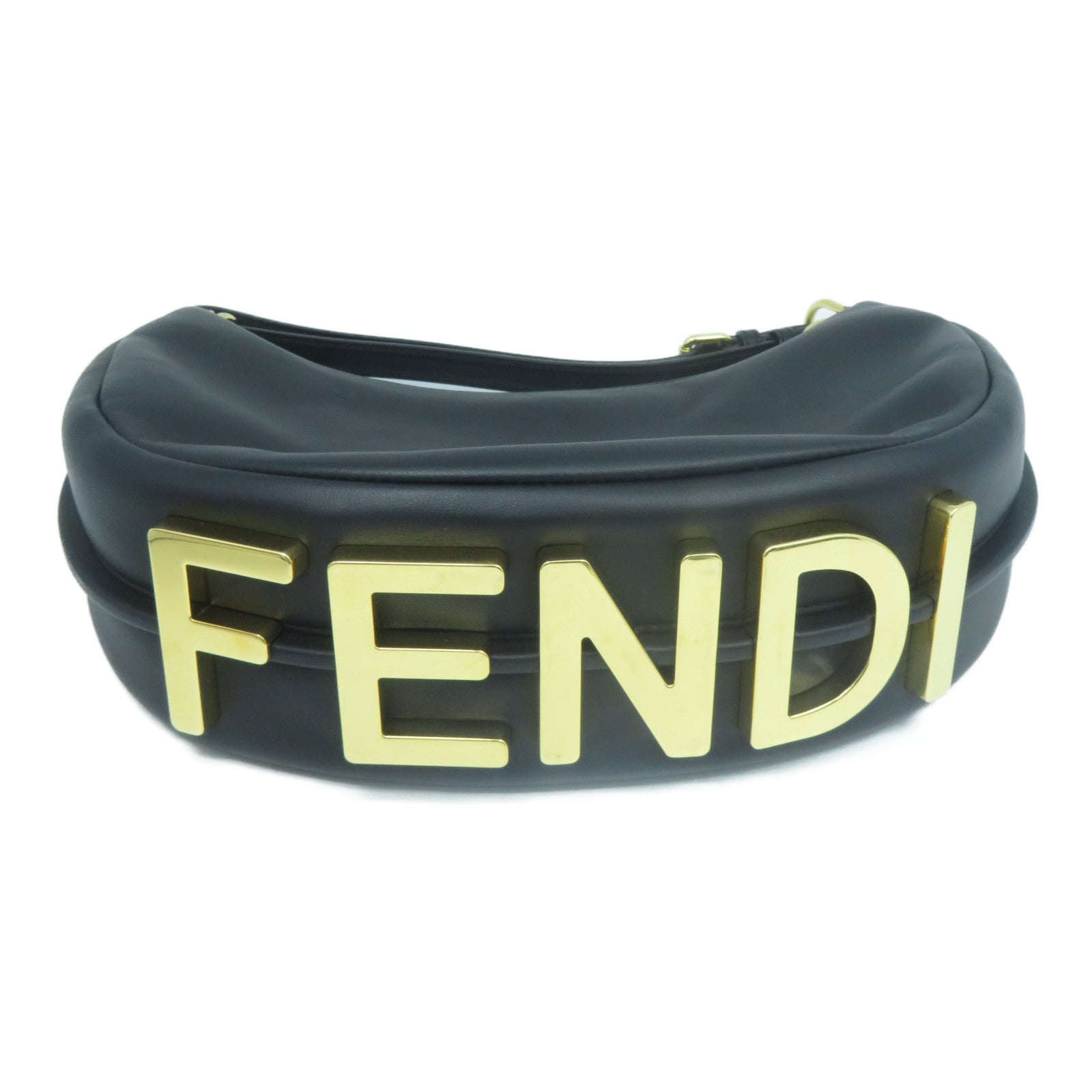 FENDI 牛皮皮革Shoulder Bag金扣肩背袋黑色