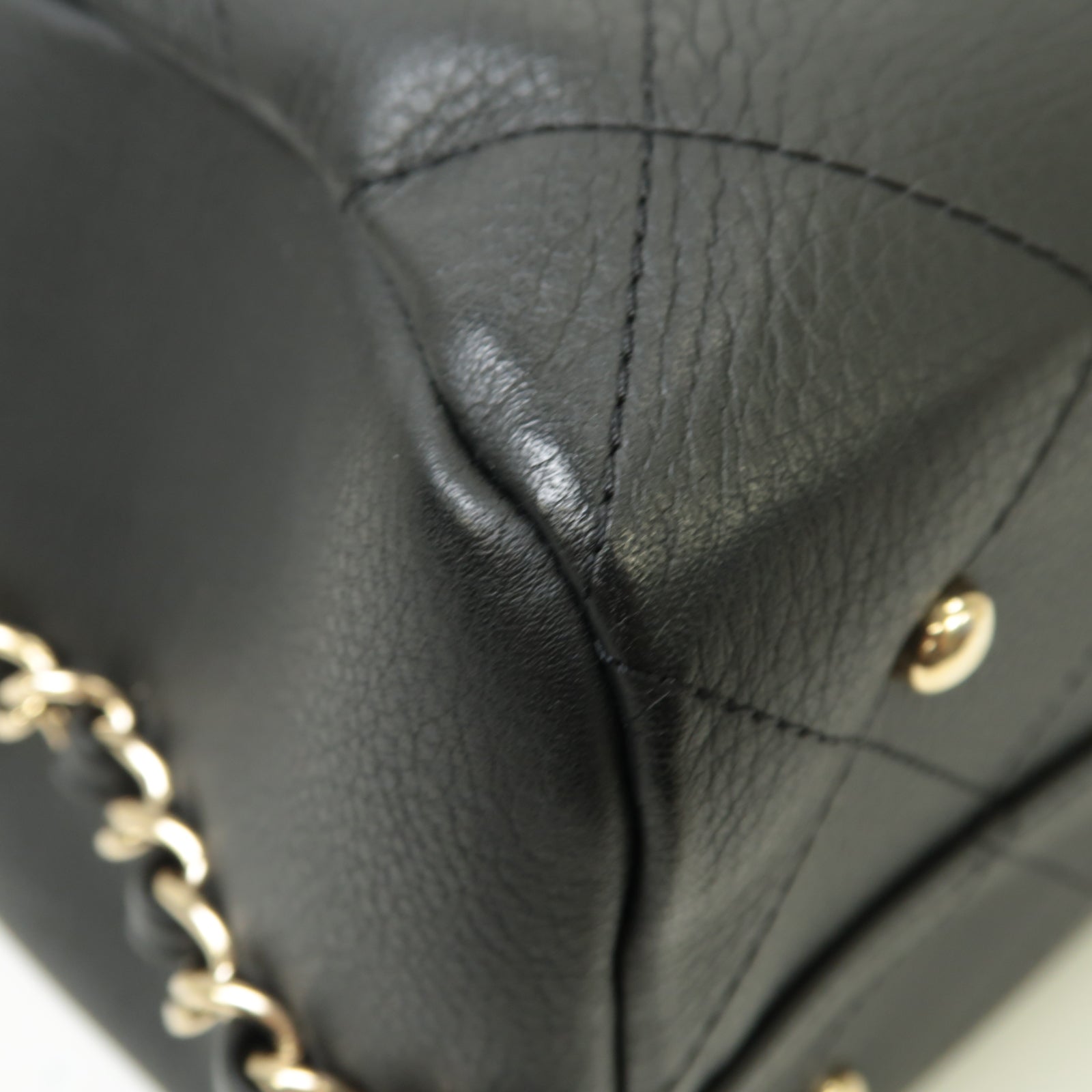 CHANEL 菱格牛皮皮革2way Shoulder Bag金扣手挽肩背兩用袋黒色