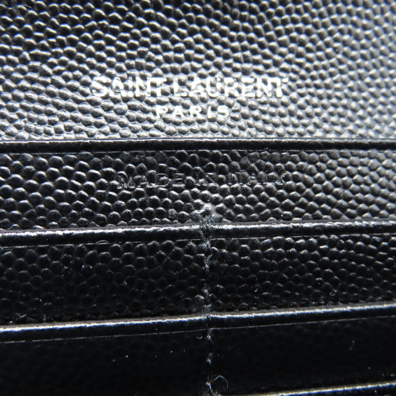 YVES SAINT LAURENT 牛皮皮革Long  Wallet銀扣長錢包黑色