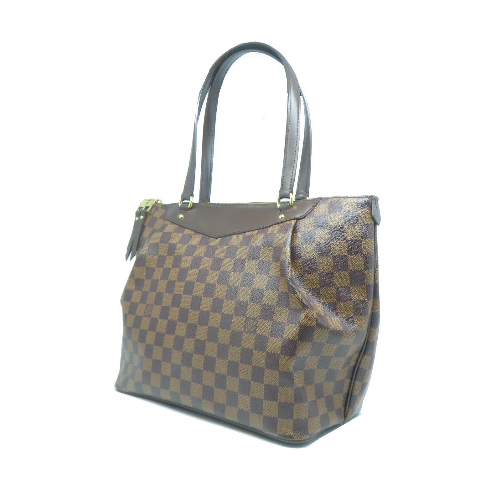 LOUIS VUITTON Damier Weekender GM金扣手挽袋啡色