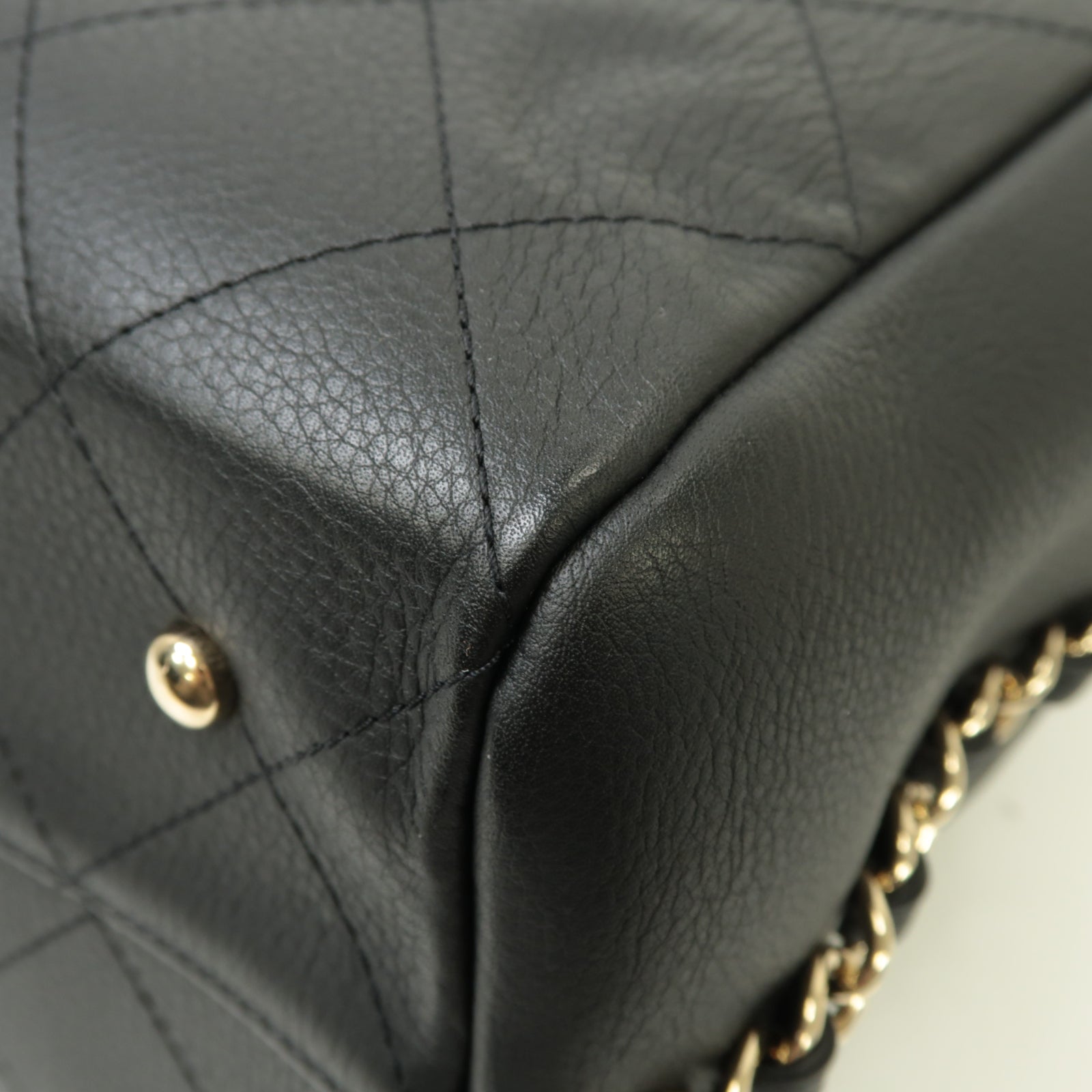 CHANEL 菱格牛皮皮革2way Shoulder Bag金扣手挽肩背兩用袋黒色