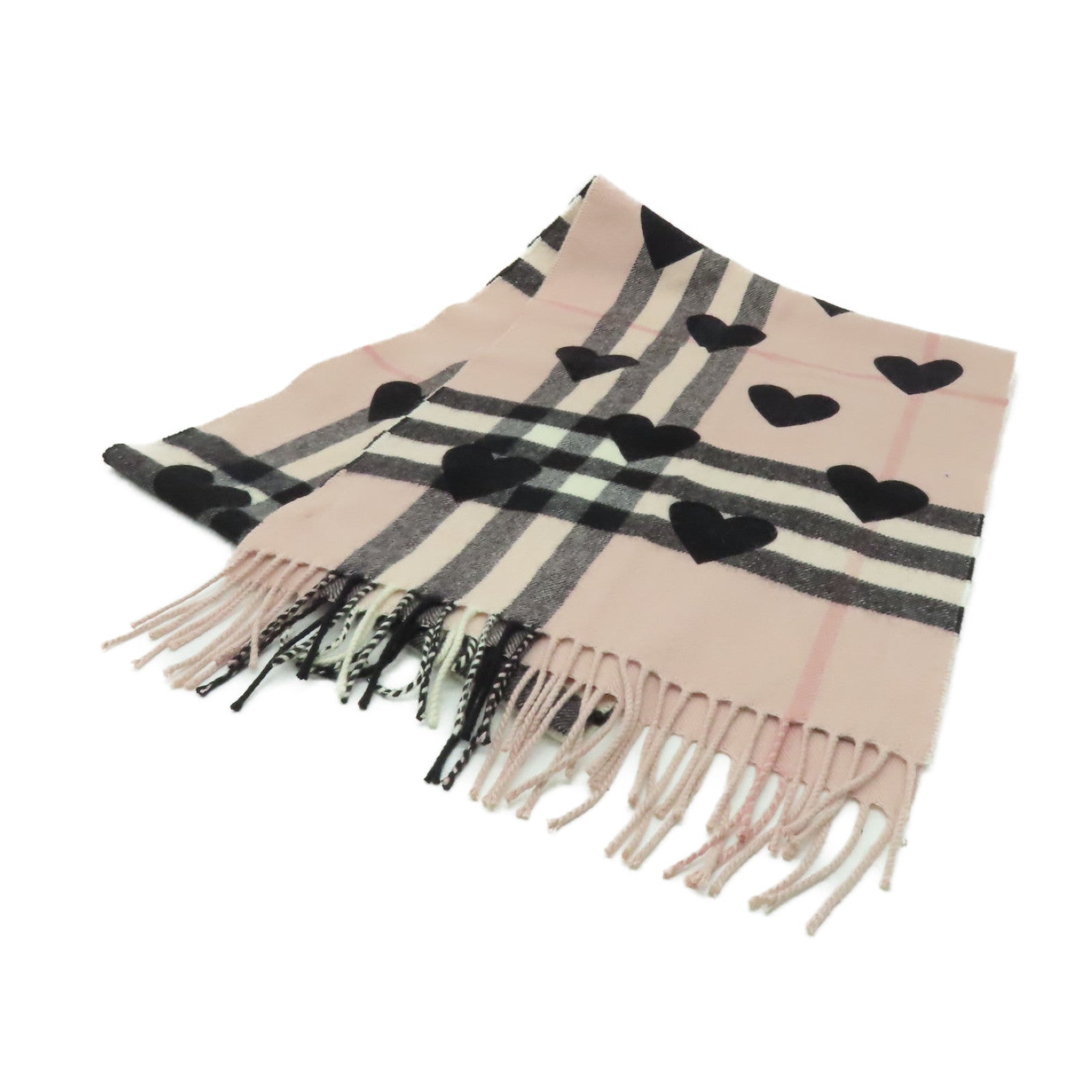 BURBERRY 羊絨Scarf圍巾粉紅色/黑色