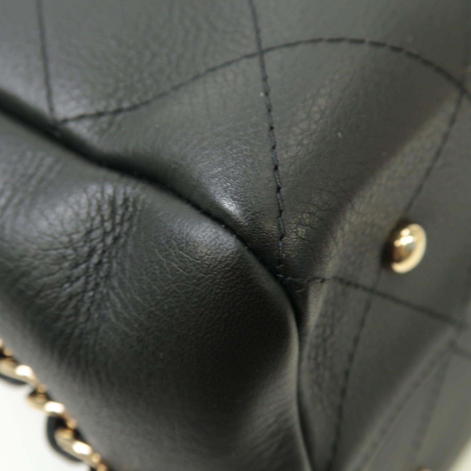CHANEL 菱格牛皮皮革2way Shoulder Bag金扣手挽肩背兩用袋黒色