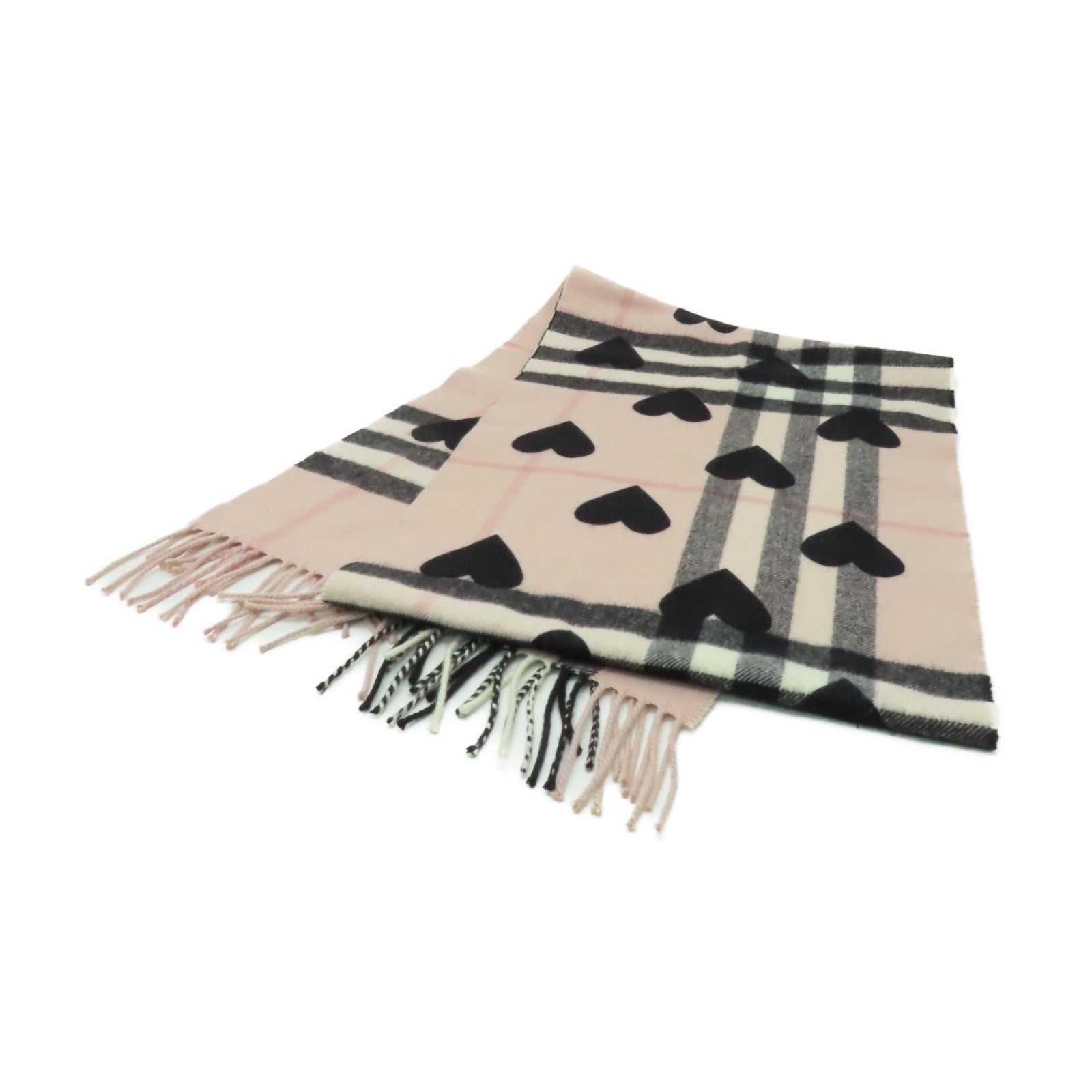 BURBERRY 羊絨Scarf圍巾粉紅色/黑色