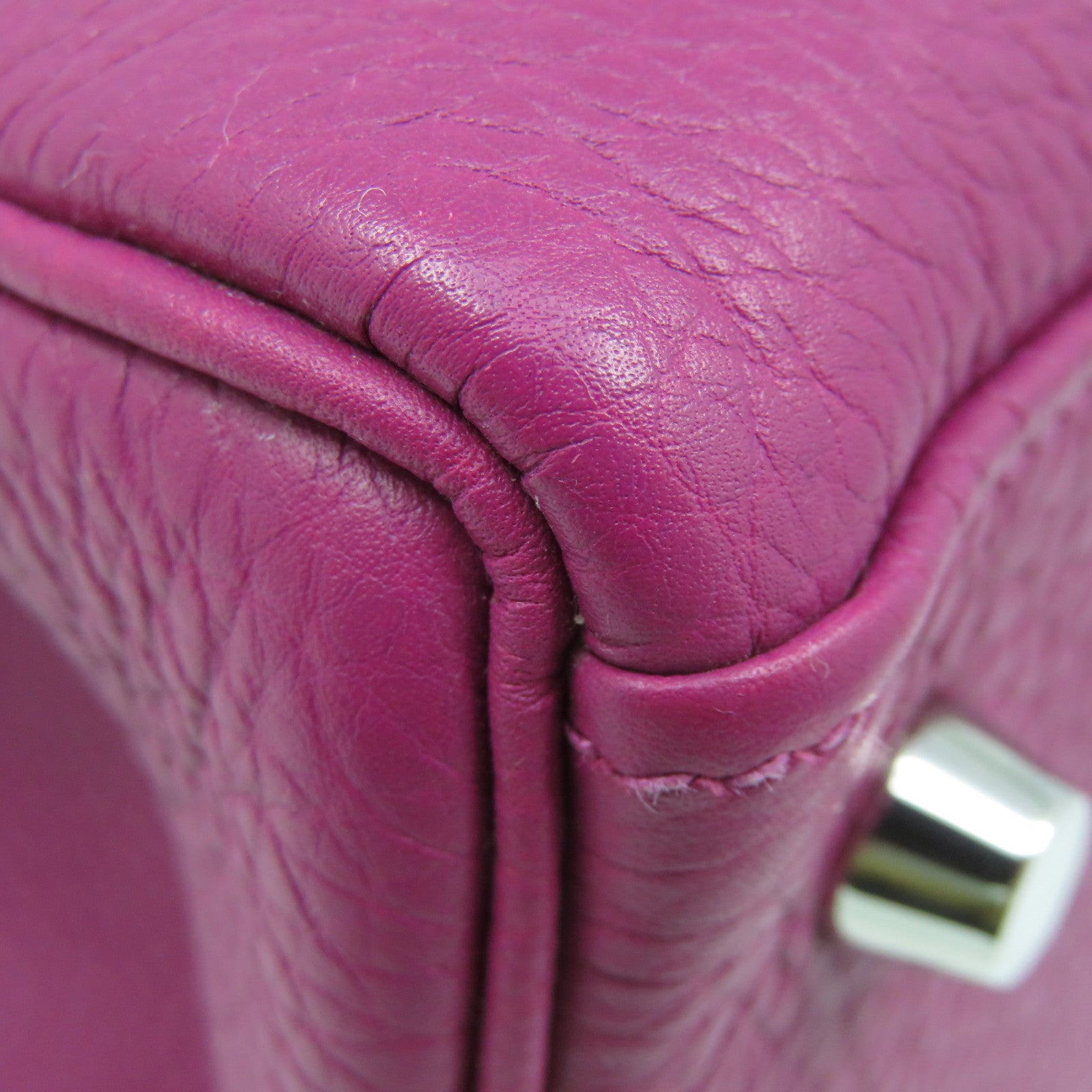 HERMES Togo Leather Kelly 32 2Way Hand Bag Silver Buckle Handle Shoulder Backpack Tosca Fuchsia