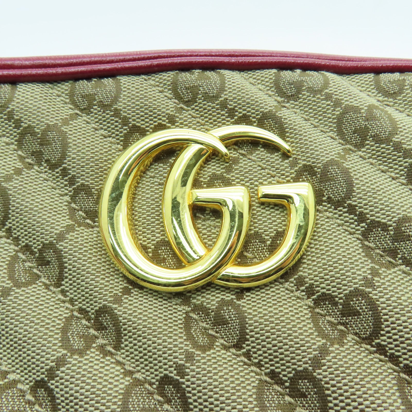 GUCCI Canvas GG Marmont Gold Buckle Shoulder Bag Red/Brown