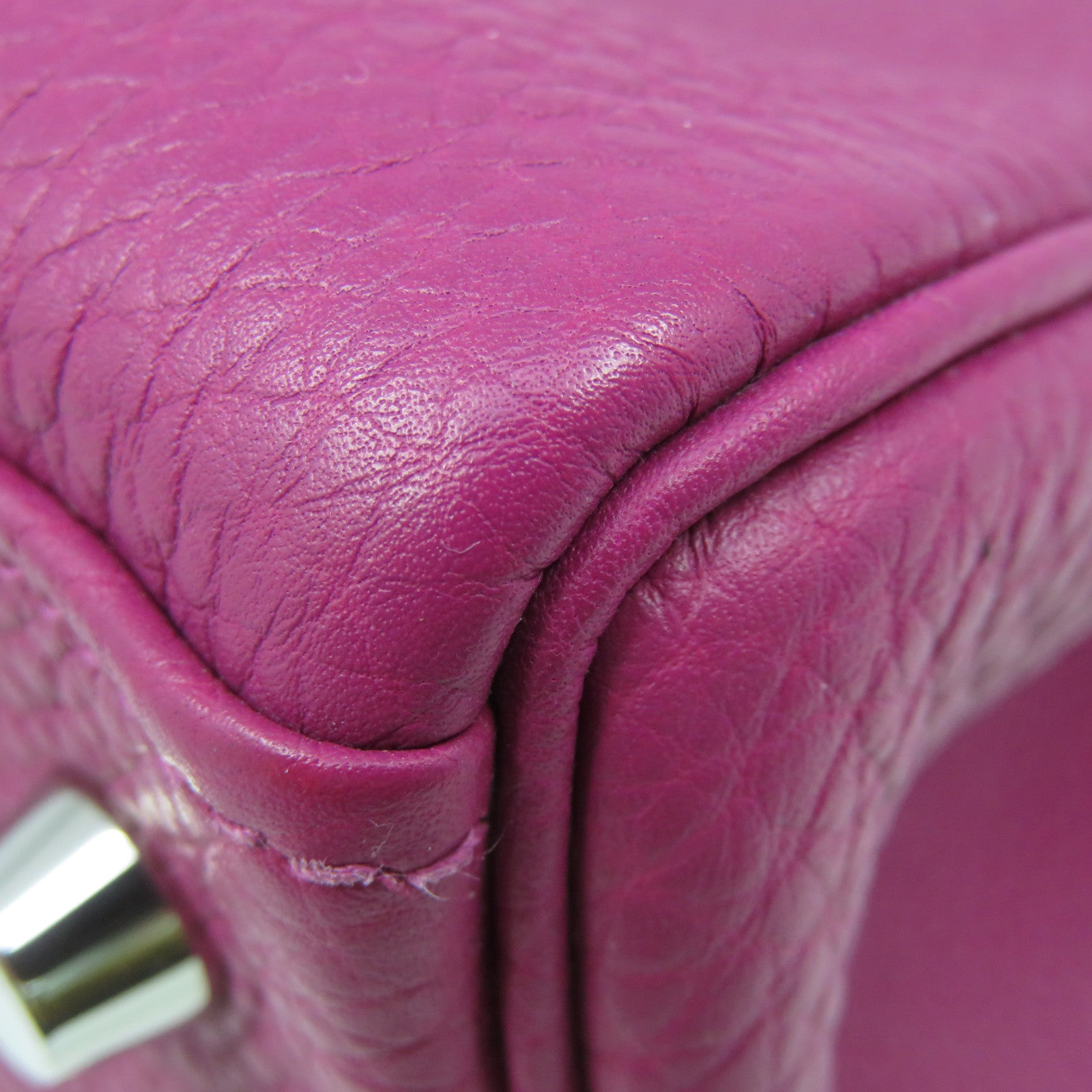 HERMES Togo Leather Kelly 32 2Way Hand Bag Silver Buckle Handle Shoulder Backpack Tosca Fuchsia