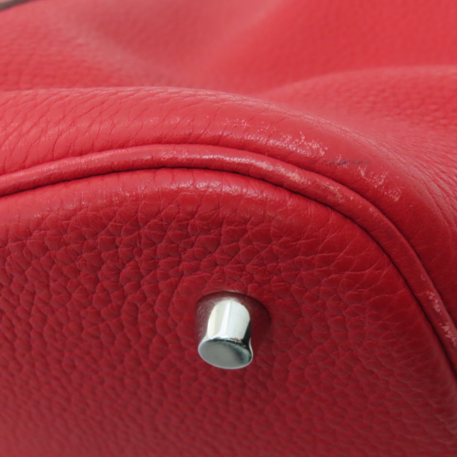 HERMES Taurillon Clemence皮革Picotin GM銀扣手挽袋法拉利紅色