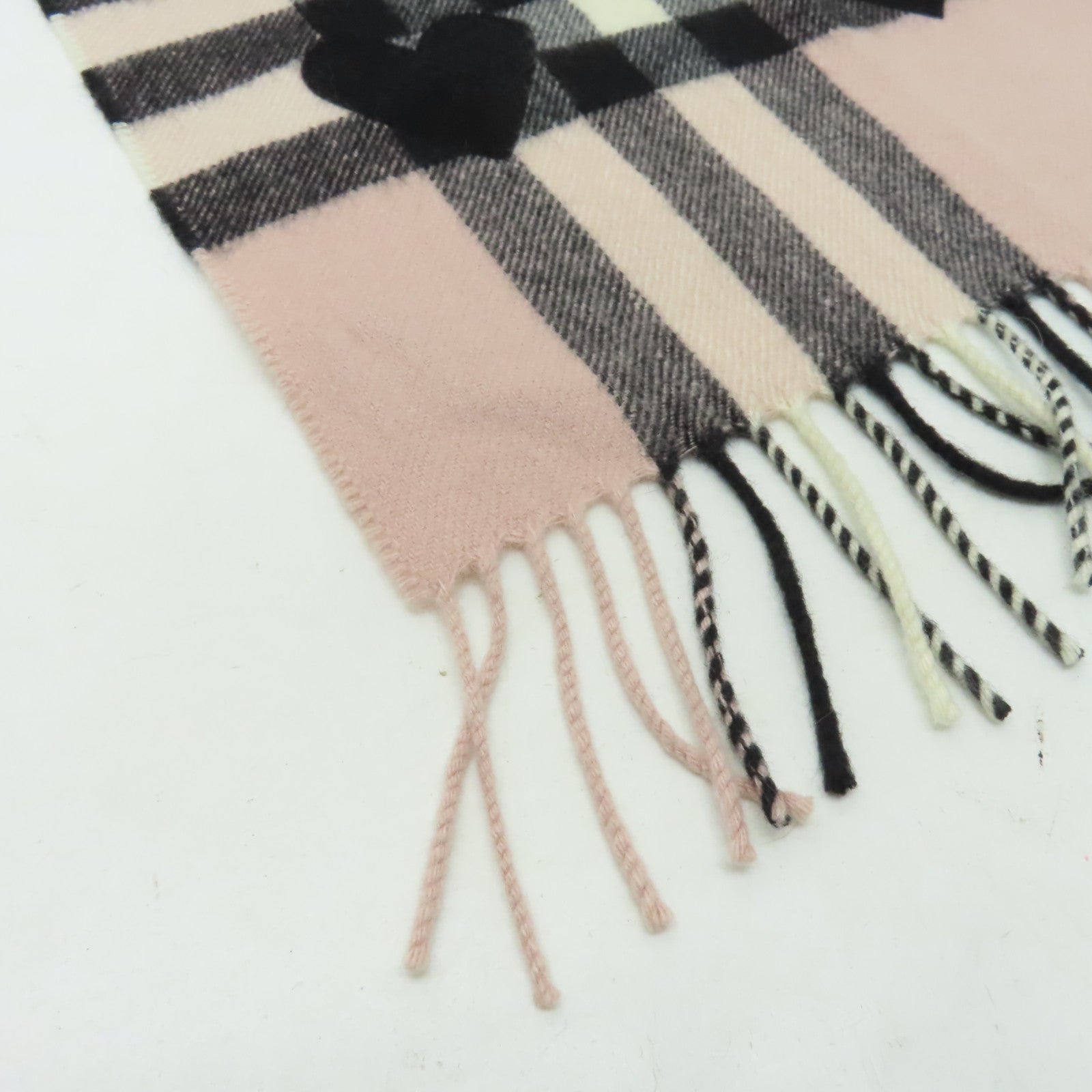 BURBERRY 羊絨Scarf圍巾粉紅色/黑色