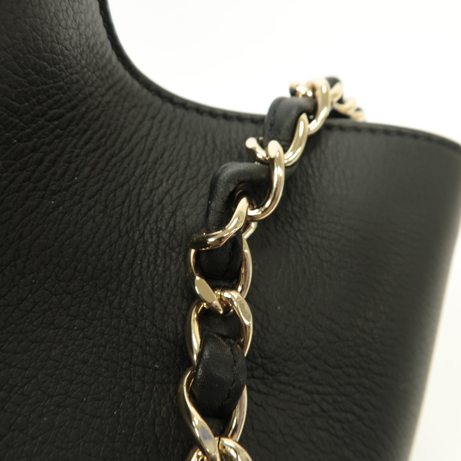 CHANEL 菱格牛皮皮革2way Shoulder Bag金扣手挽肩背兩用袋黒色
