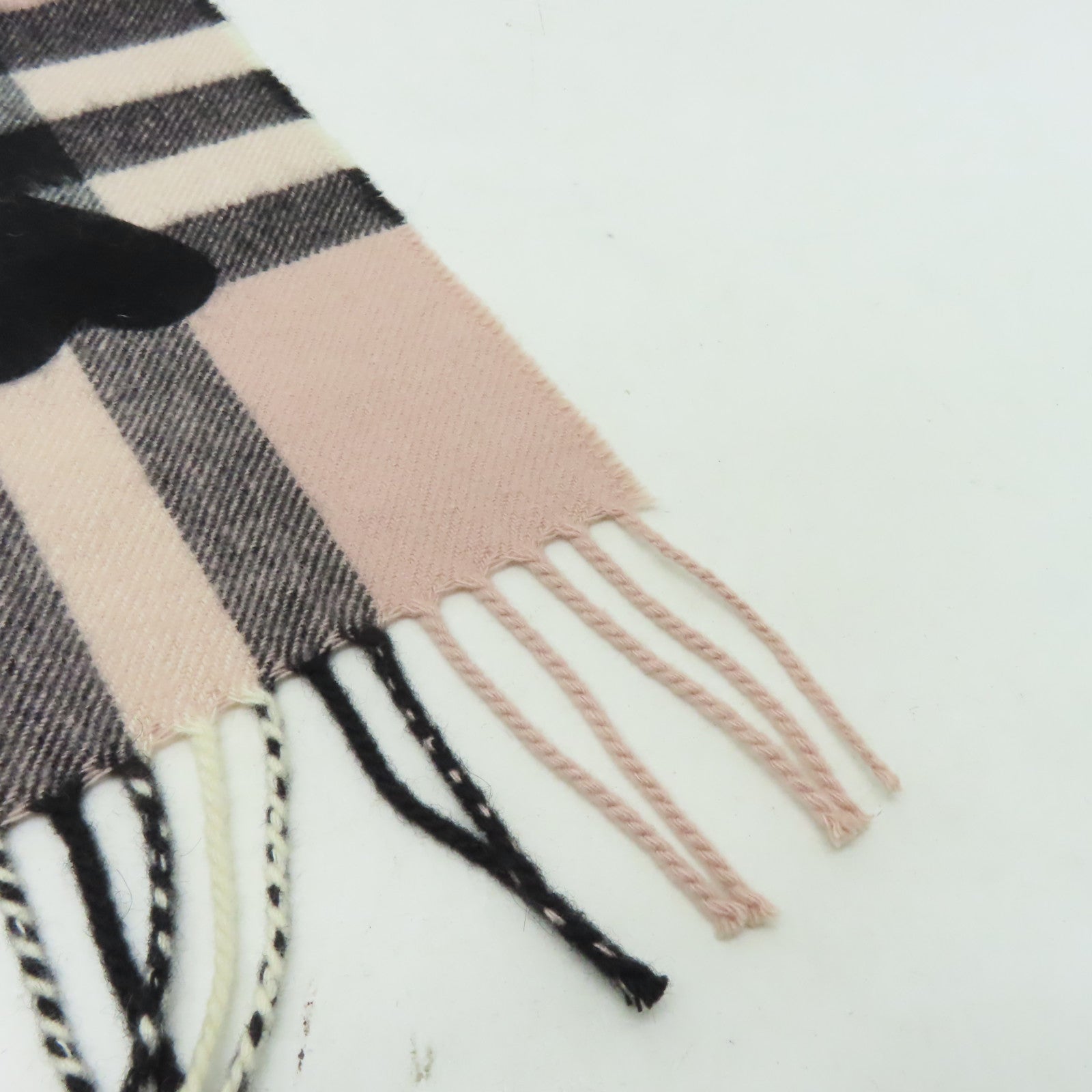 BURBERRY 羊絨Scarf圍巾粉紅色/黑色