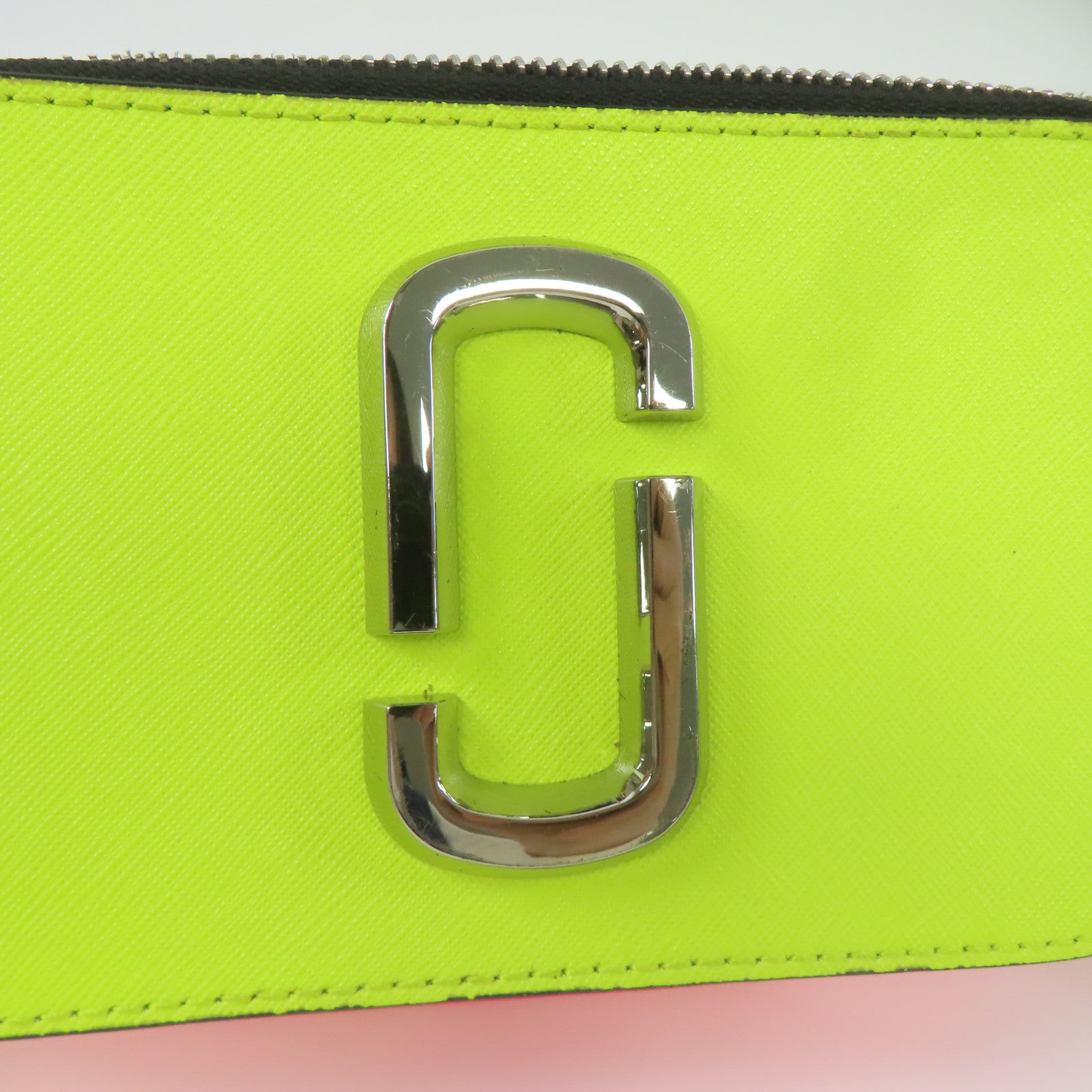 MARC JACOBS 牛皮皮革Shoulder Bag銀扣肩背袋黃色/粉紅色